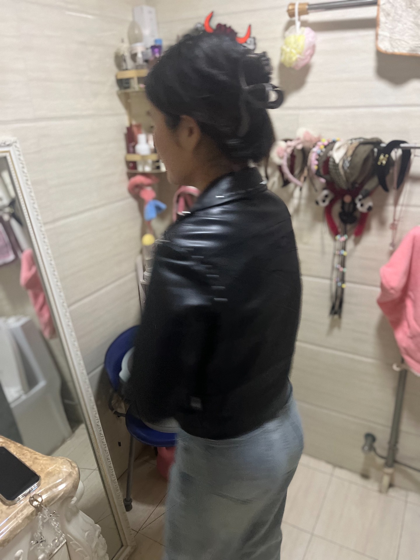 custom review-Li NING X Pleasures Кожаная Куртка Женская Черная