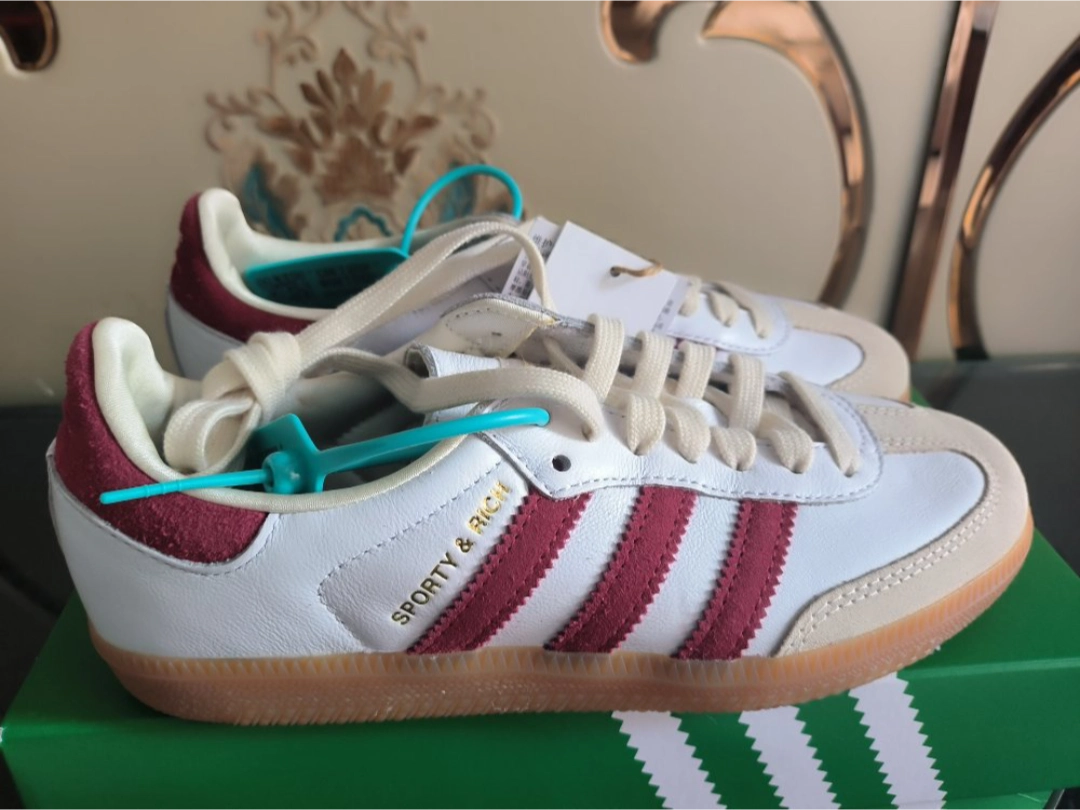 custom review-SPORTY RICH x adidas originals Samba Устойчивые к истиранию низкие скейтбординговые кроссовки унисекс Белый Красный