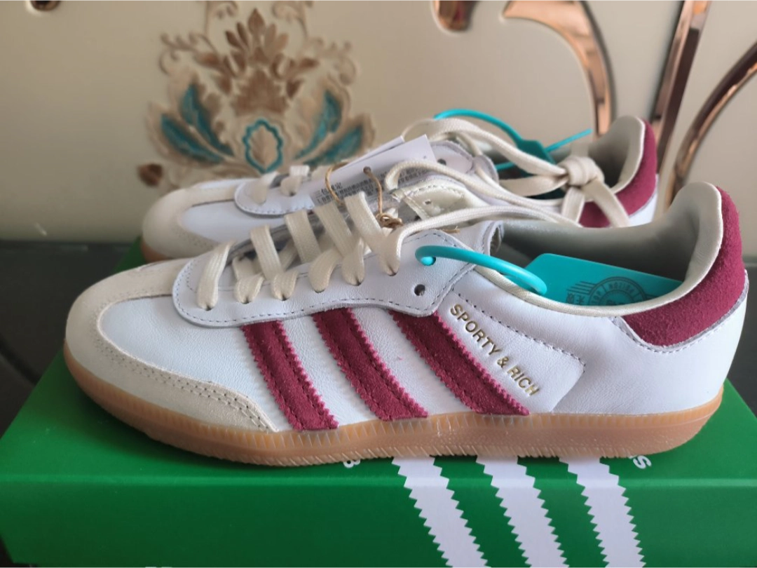 custom review-SPORTY RICH x adidas originals Samba Устойчивые к истиранию низкие скейтбординговые кроссовки унисекс Белый Красный