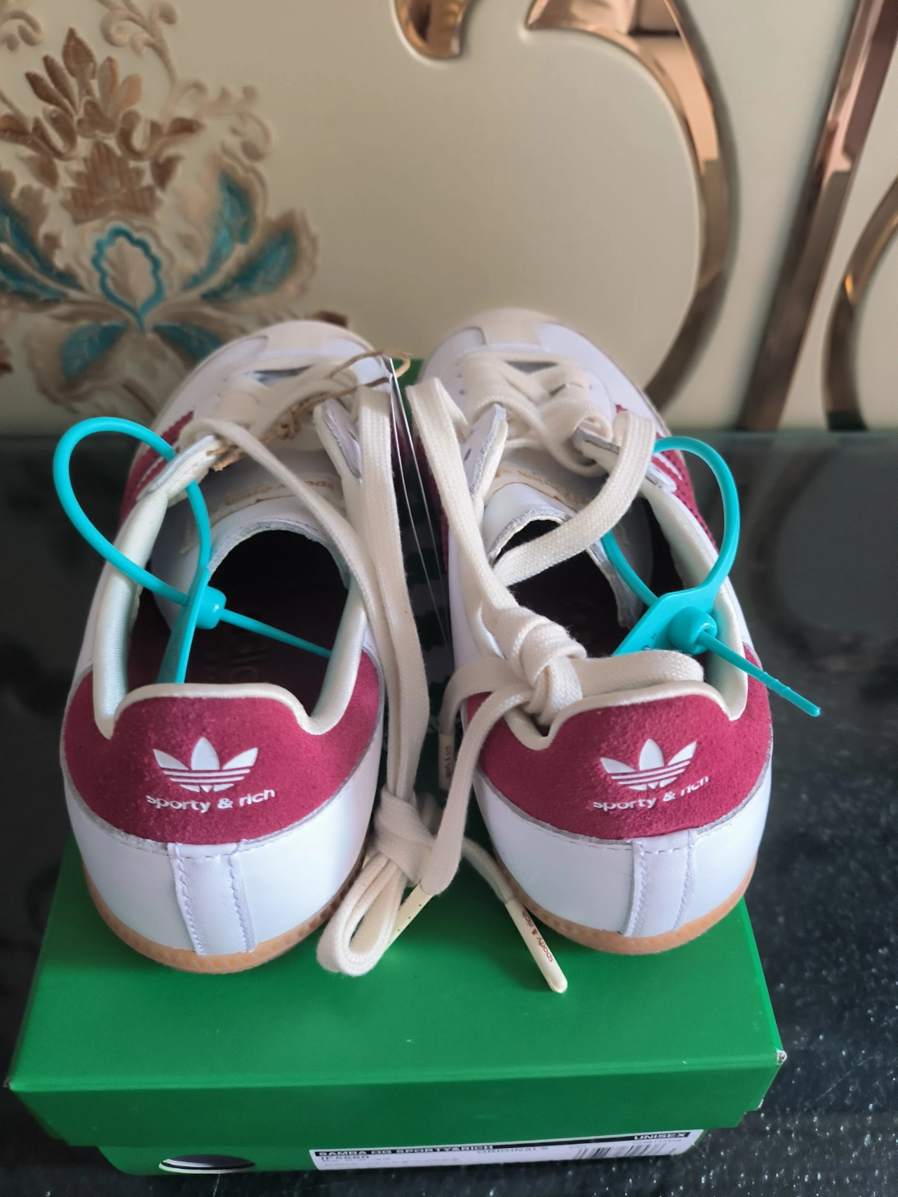 custom review-SPORTY RICH x adidas originals Samba Устойчивые к истиранию низкие скейтбординговые кроссовки унисекс Белый Красный