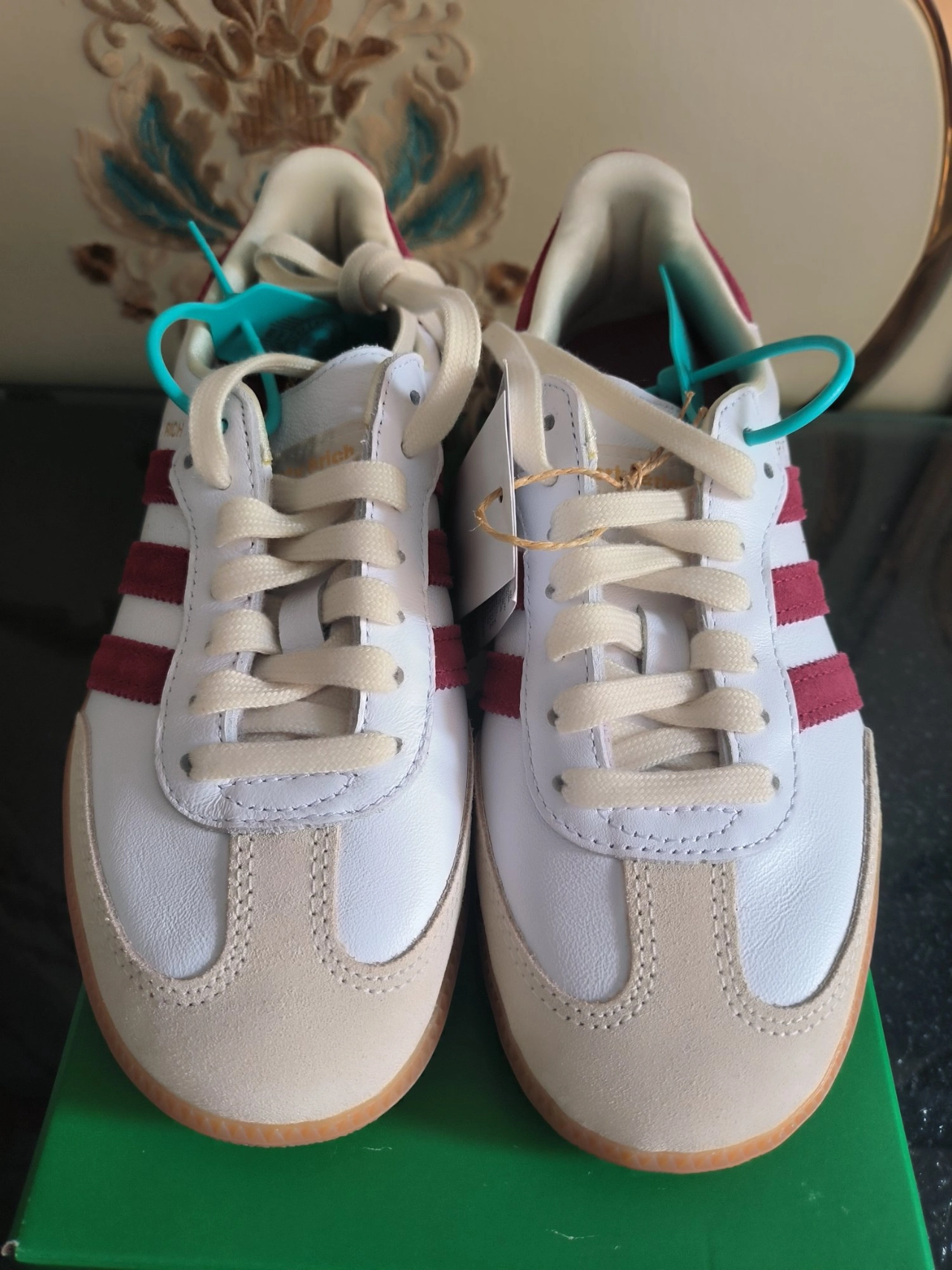 custom review-SPORTY RICH x adidas originals Samba Устойчивые к истиранию низкие скейтбординговые кроссовки унисекс Белый Красный