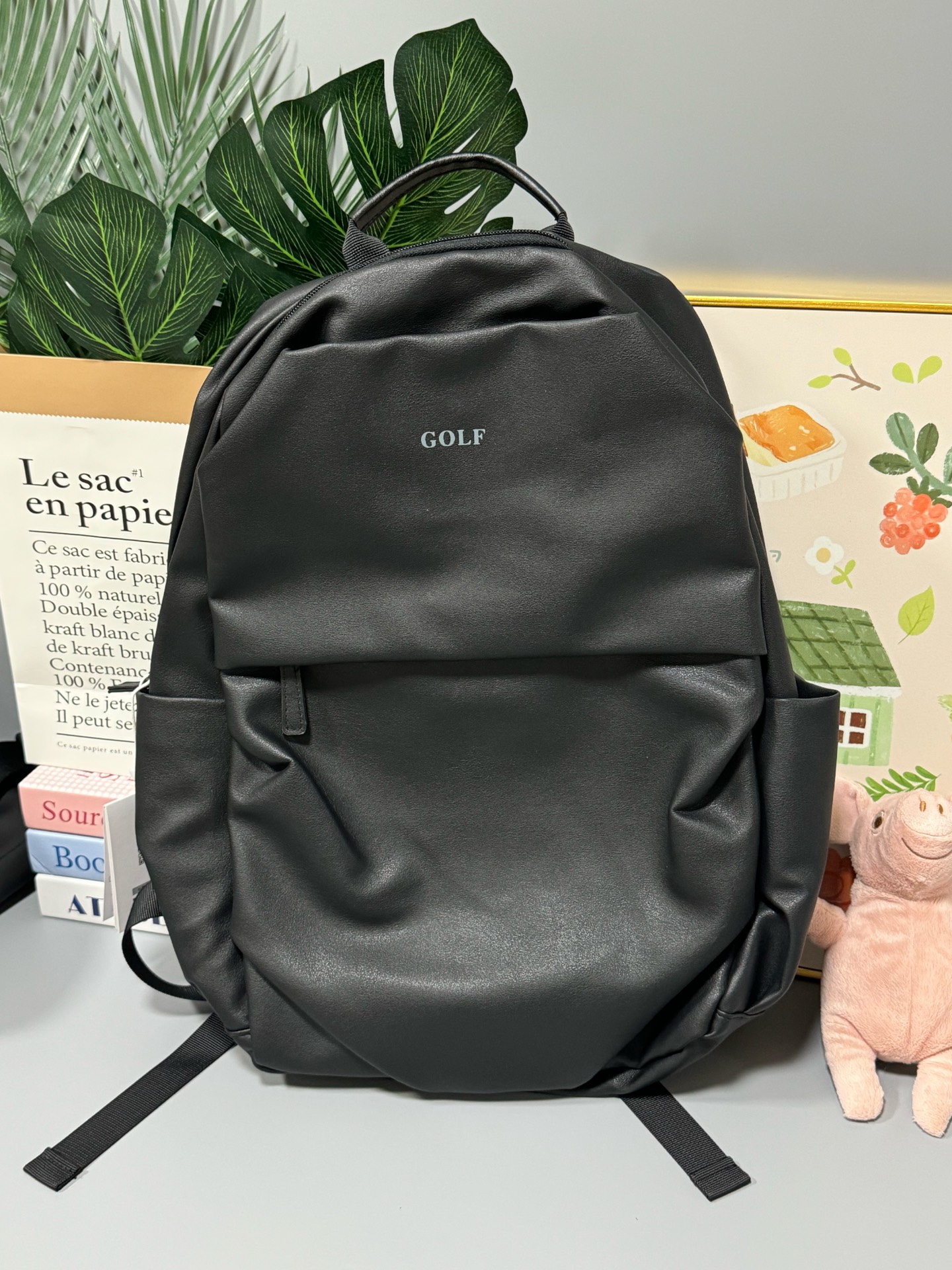 custom review-GOLF Кожа Путешественный Рюкзак Студенческий Рюкзак Большой Мужской Черный Рюкзак