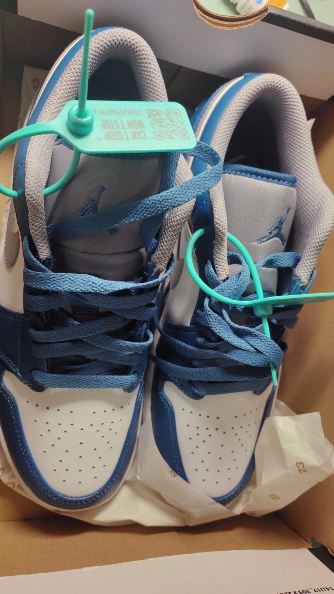 custom review-Jordan Air Jordan 1 Low 'true Синий' Low Топ Винтажные баскетбольные кроссовки Мужской Белый и синий цвет