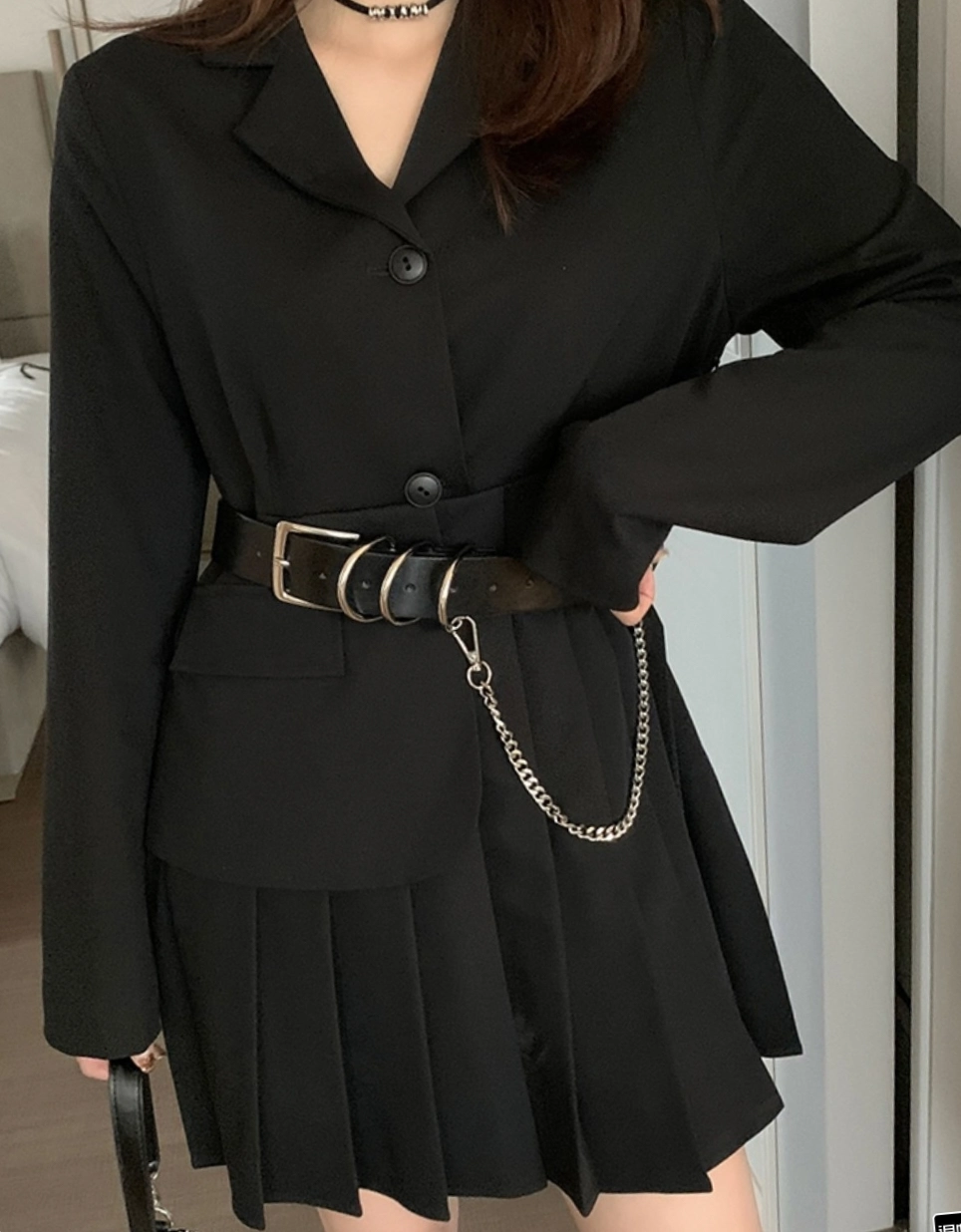 custom review-SOON FLOWER Длинное платье с длинными рукавами женское черное