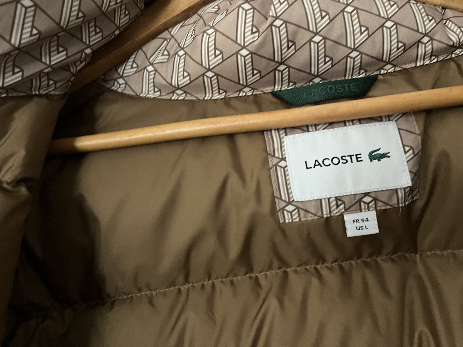 custom review-LACOSTE Пуховик Мужской Коричневый с принтом