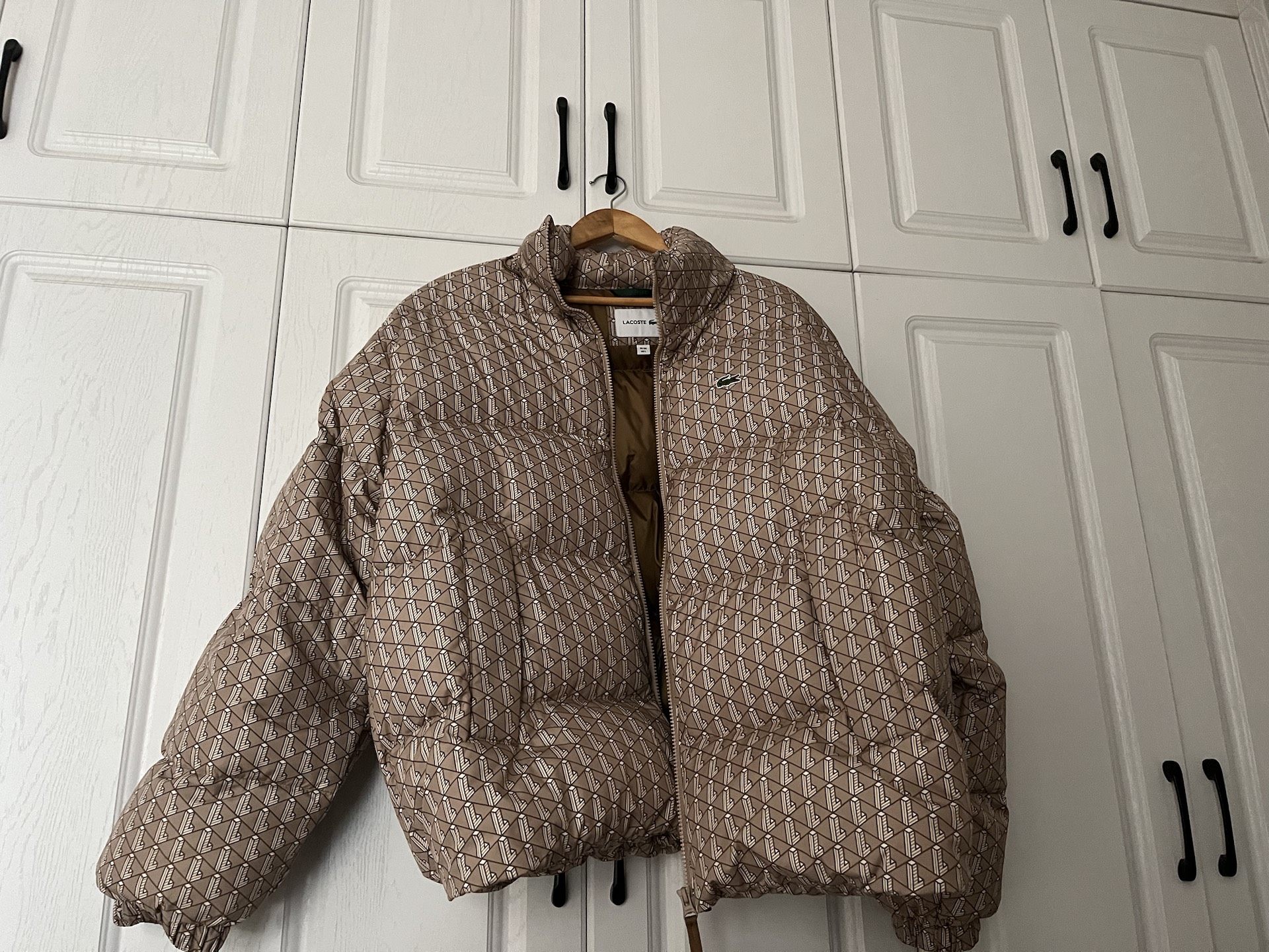 custom review-LACOSTE Пуховик Мужской Коричневый с принтом