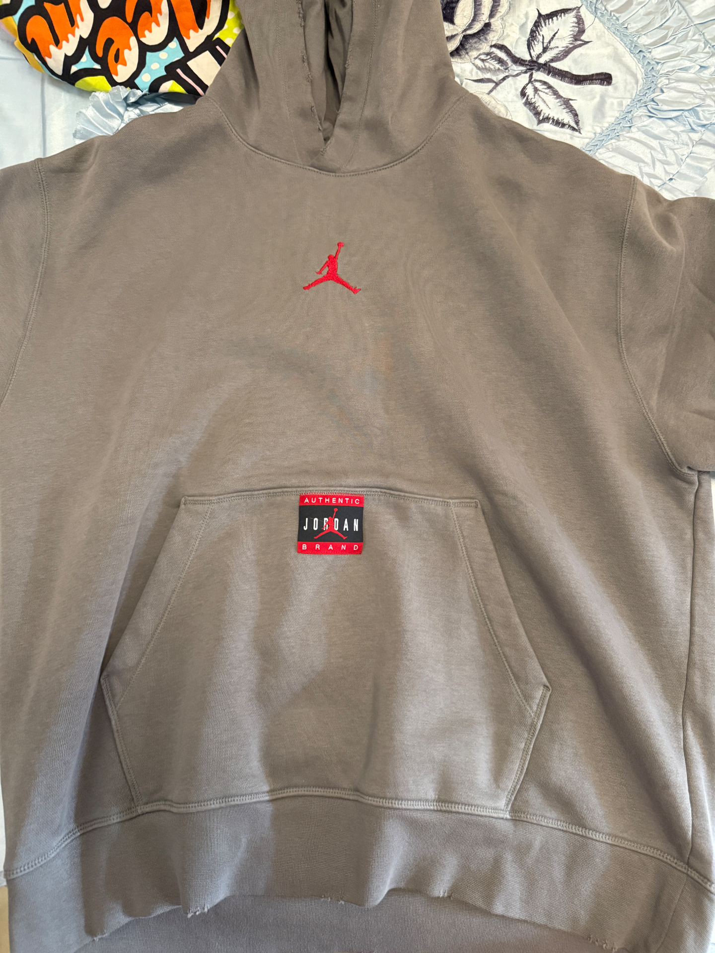 custom review-Jordan Brooklyn Fleece Свитшот Мужской Асфальтовый Серый Фитнес Красный