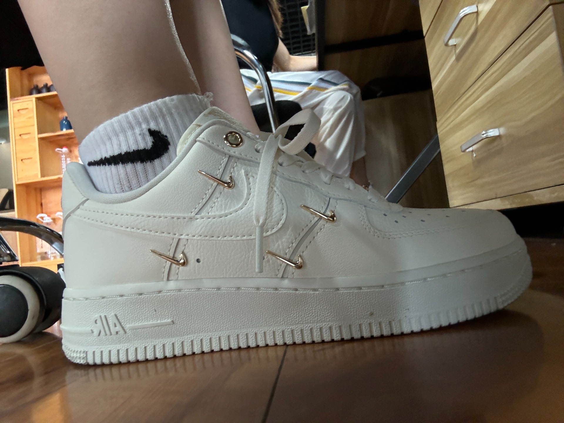 custom review-Nike Air Force 1 '07 Lx Cn Sail Gold Mini Swooshes Women's