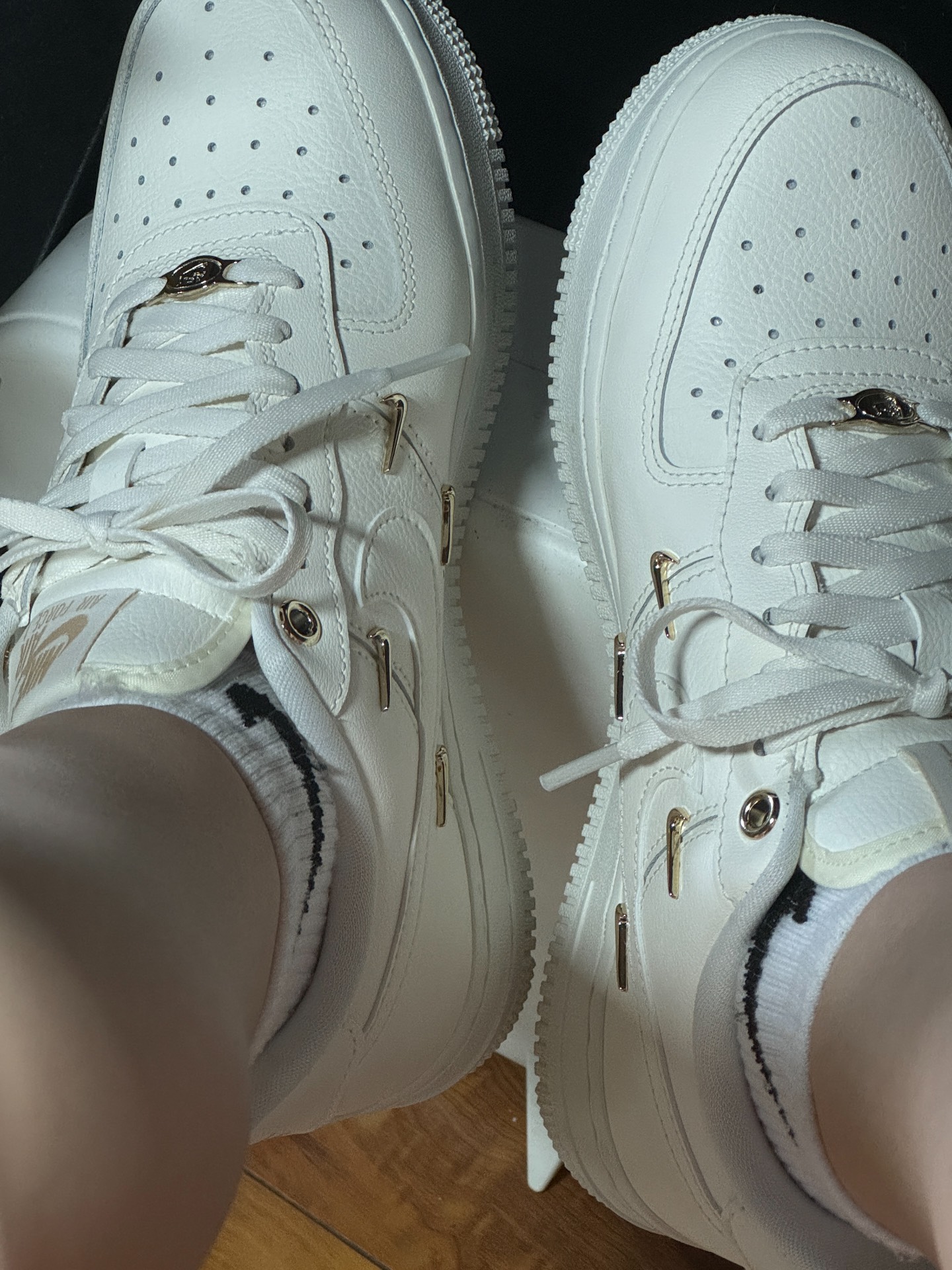 custom review-Nike Air Force 1 '07 Lx Cn Sail Gold Mini Swooshes Women's