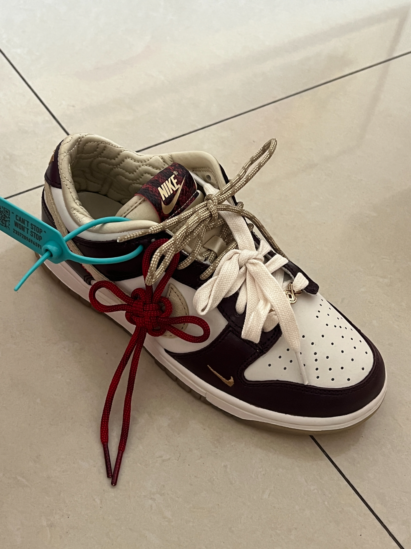 custom review-Nike Dunk Slip Resistant Abrasion Resistant Низкие Кроссовки для скейтбординга Женские Белые Золото Красный