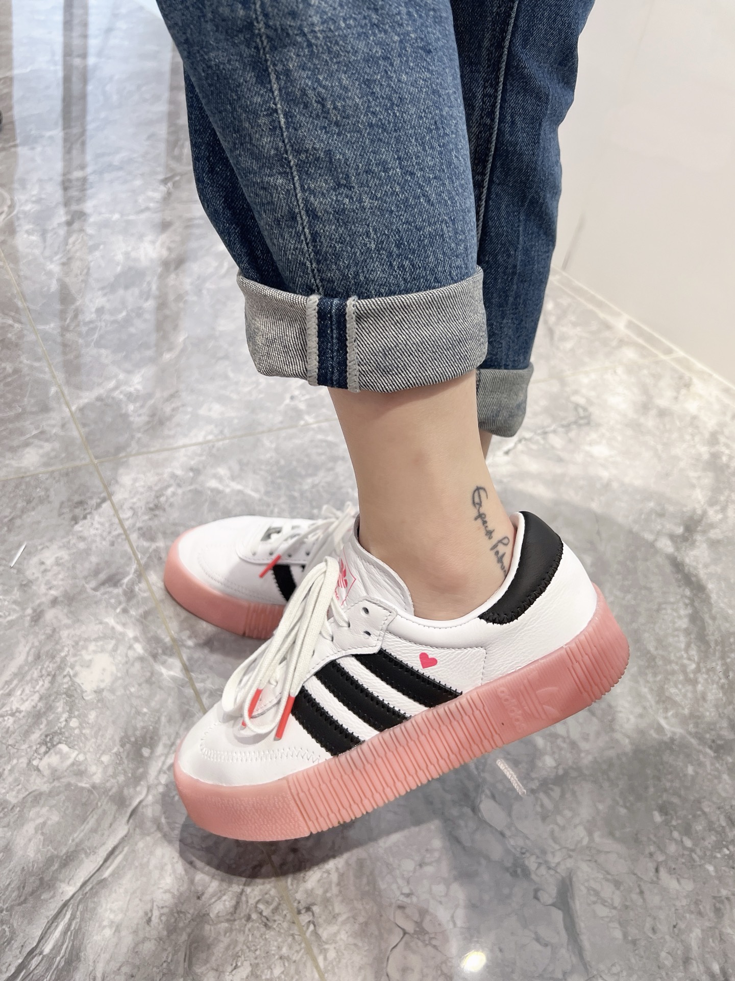 custom review-Adidas Originals Sambarose Износостойкий и Легкий Низкий Топ Кроссовки для скейтбординга Женские Розовые Белые