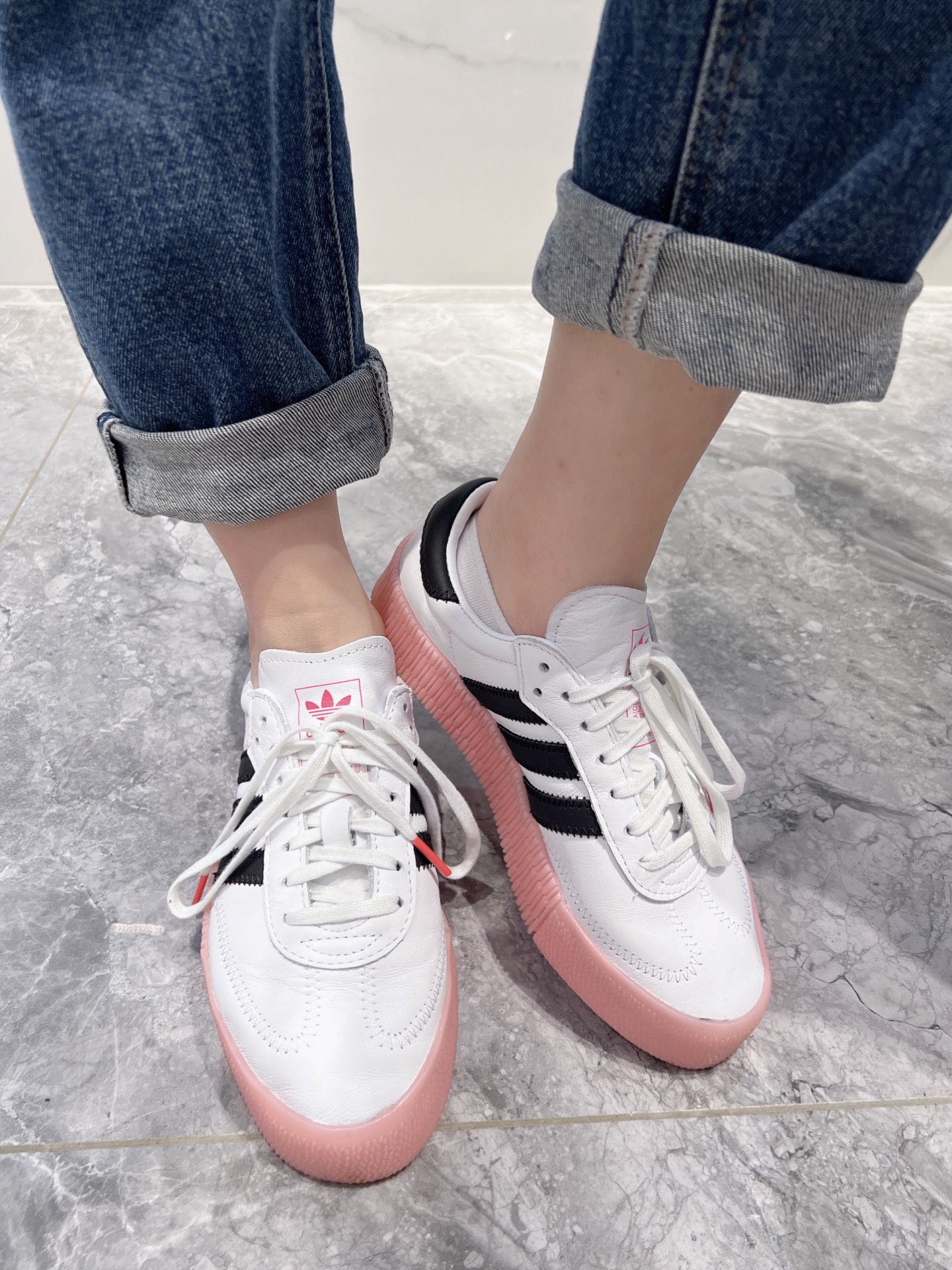 custom review-Adidas Originals Sambarose Износостойкий и Легкий Низкий Топ Кроссовки для скейтбординга Женские Розовые Белые