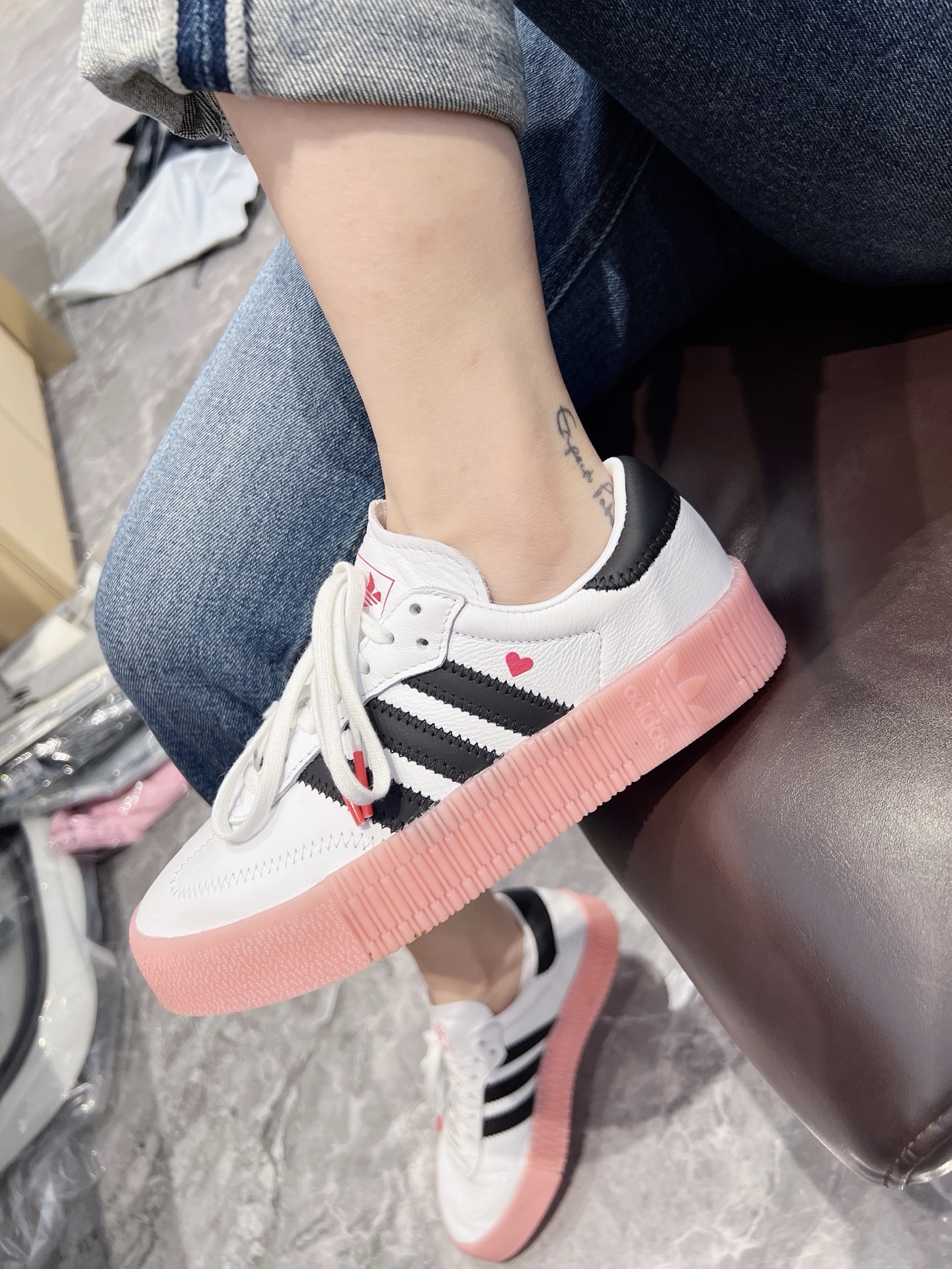 custom review-Adidas Originals Sambarose Износостойкий и Легкий Низкий Топ Кроссовки для скейтбординга Женские Розовые Белые