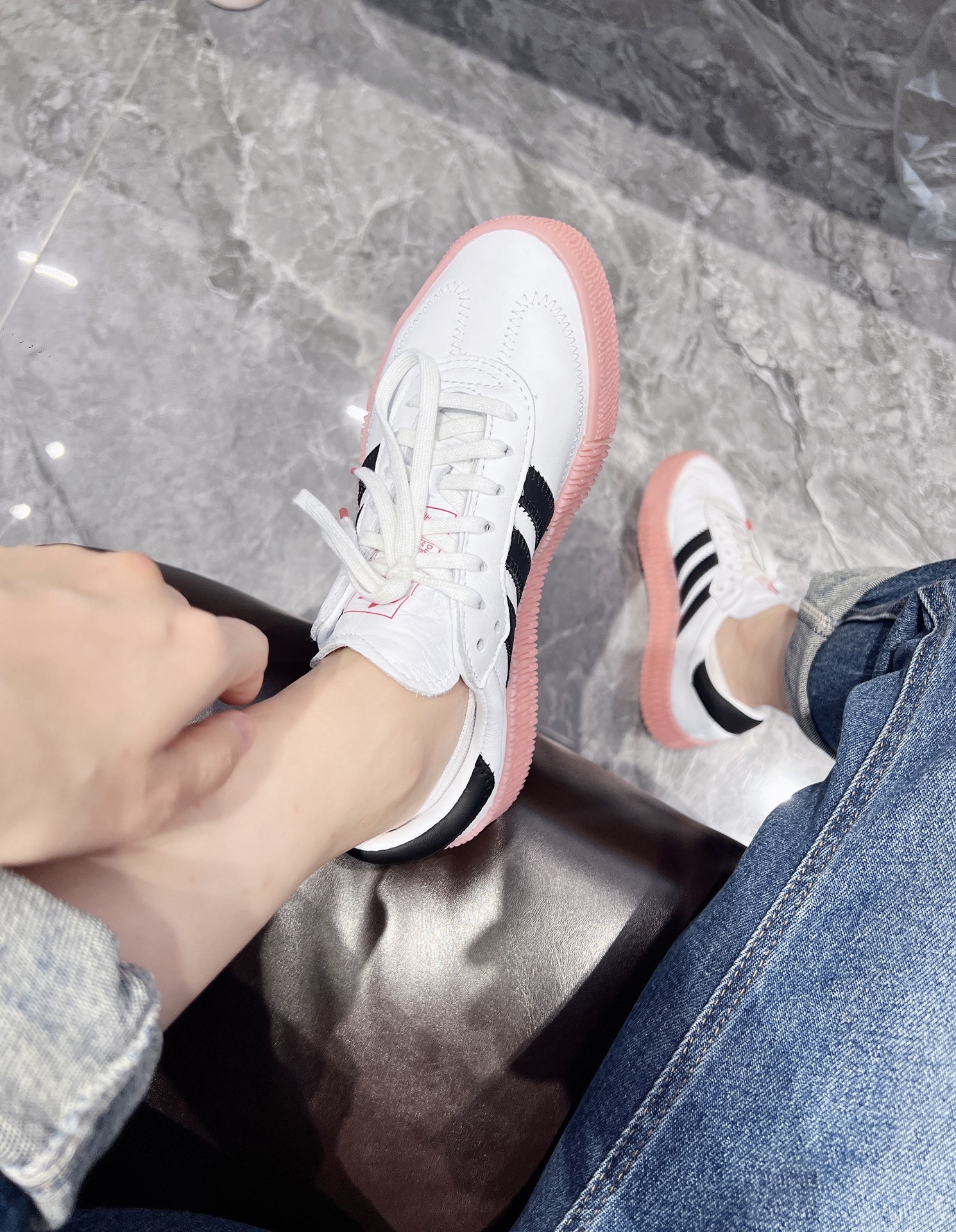 custom review-Adidas Originals Sambarose Износостойкий и Легкий Низкий Топ Кроссовки для скейтбординга Женские Розовые Белые