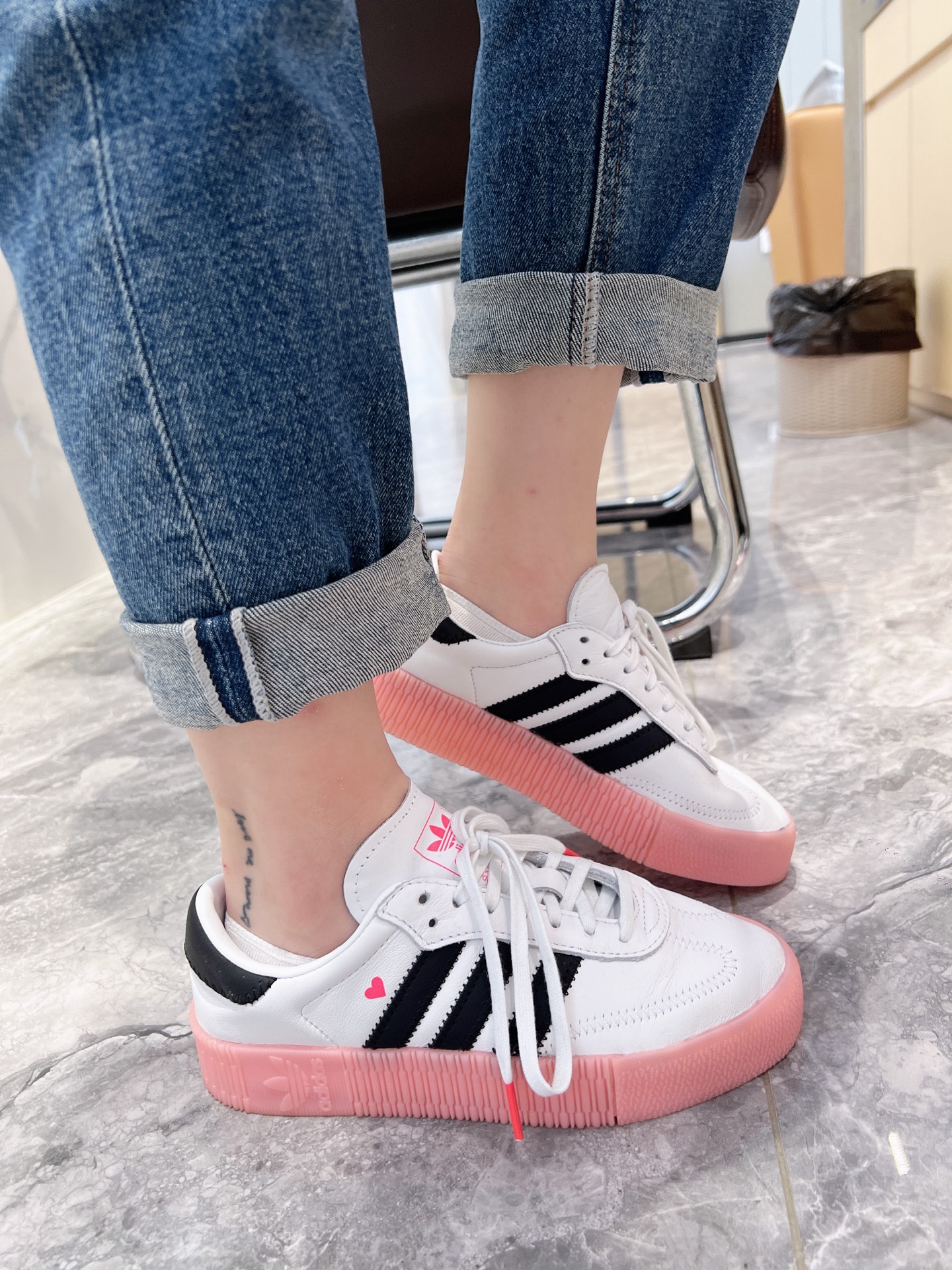 custom review-Adidas Originals Sambarose Износостойкий и Легкий Низкий Топ Кроссовки для скейтбординга Женские Розовые Белые