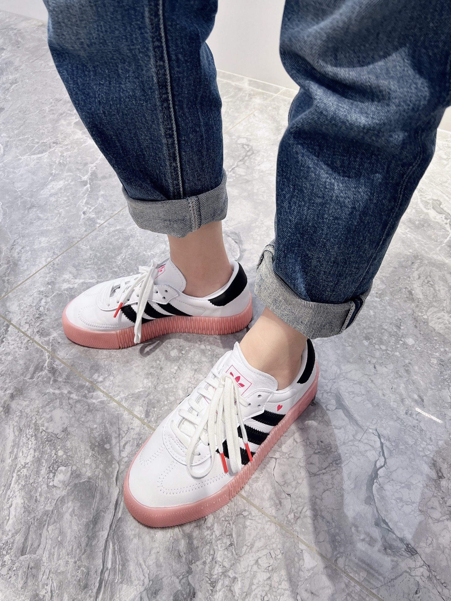 custom review-Adidas Originals Sambarose Износостойкий и Легкий Низкий Топ Кроссовки для скейтбординга Женские Розовые Белые