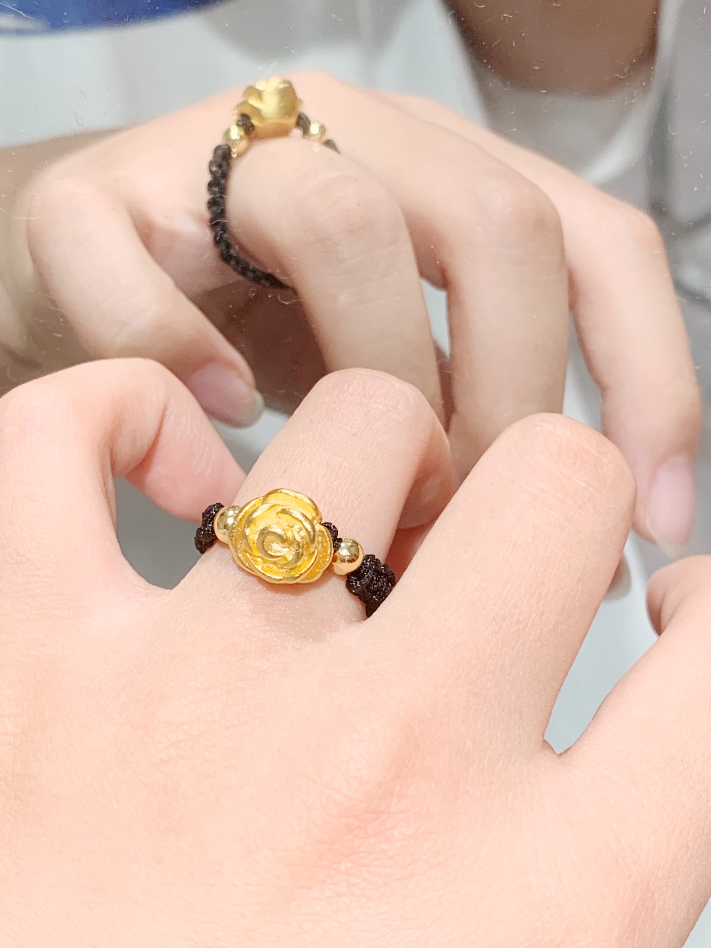 玫瑰黄金编织戒指 男朋友太会送了!