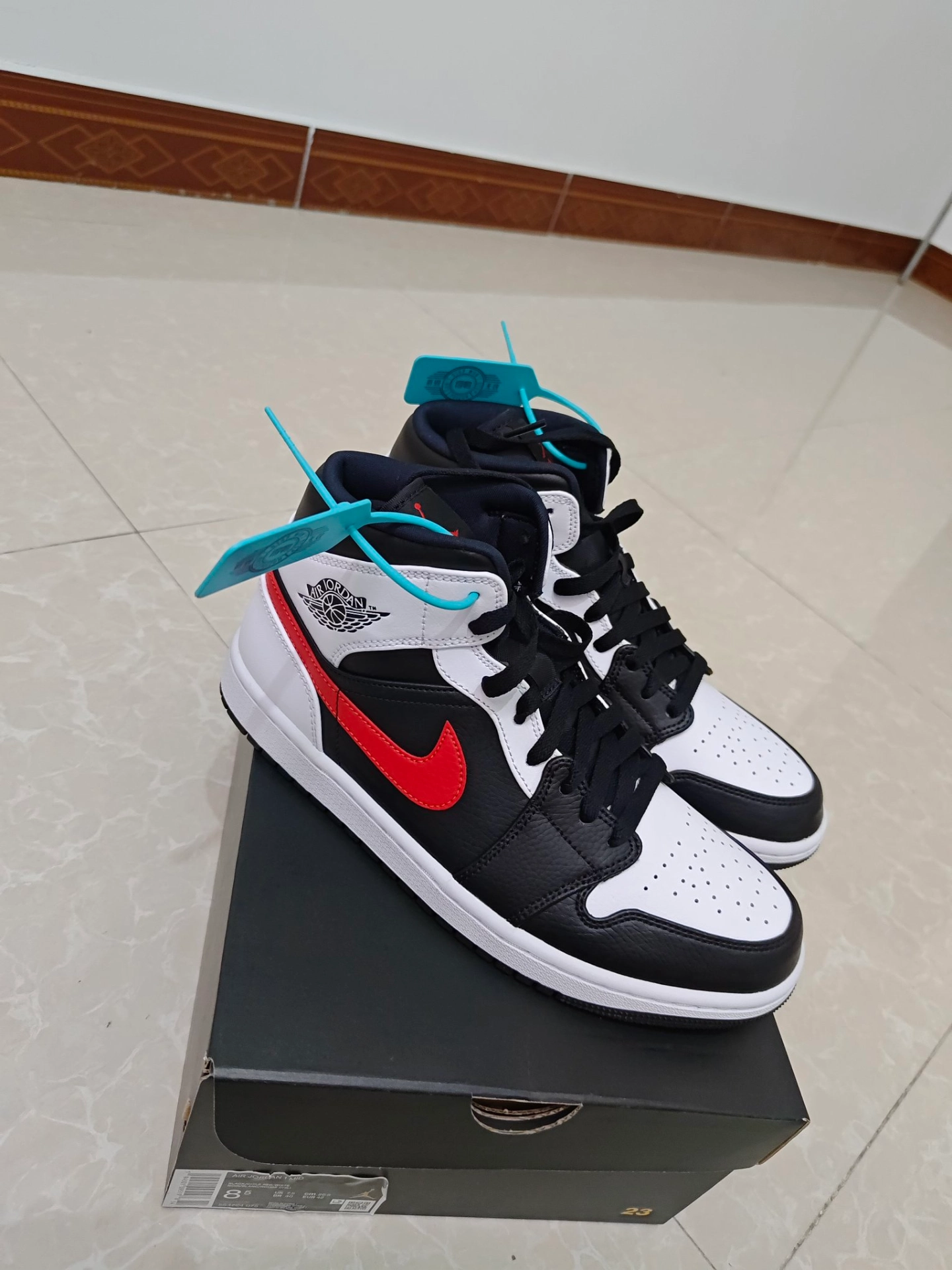 custom review-Jordan Air Jordan 1 MID Топ Винтажные баскетбольные кроссовки Унисекс Черный Белый Красный