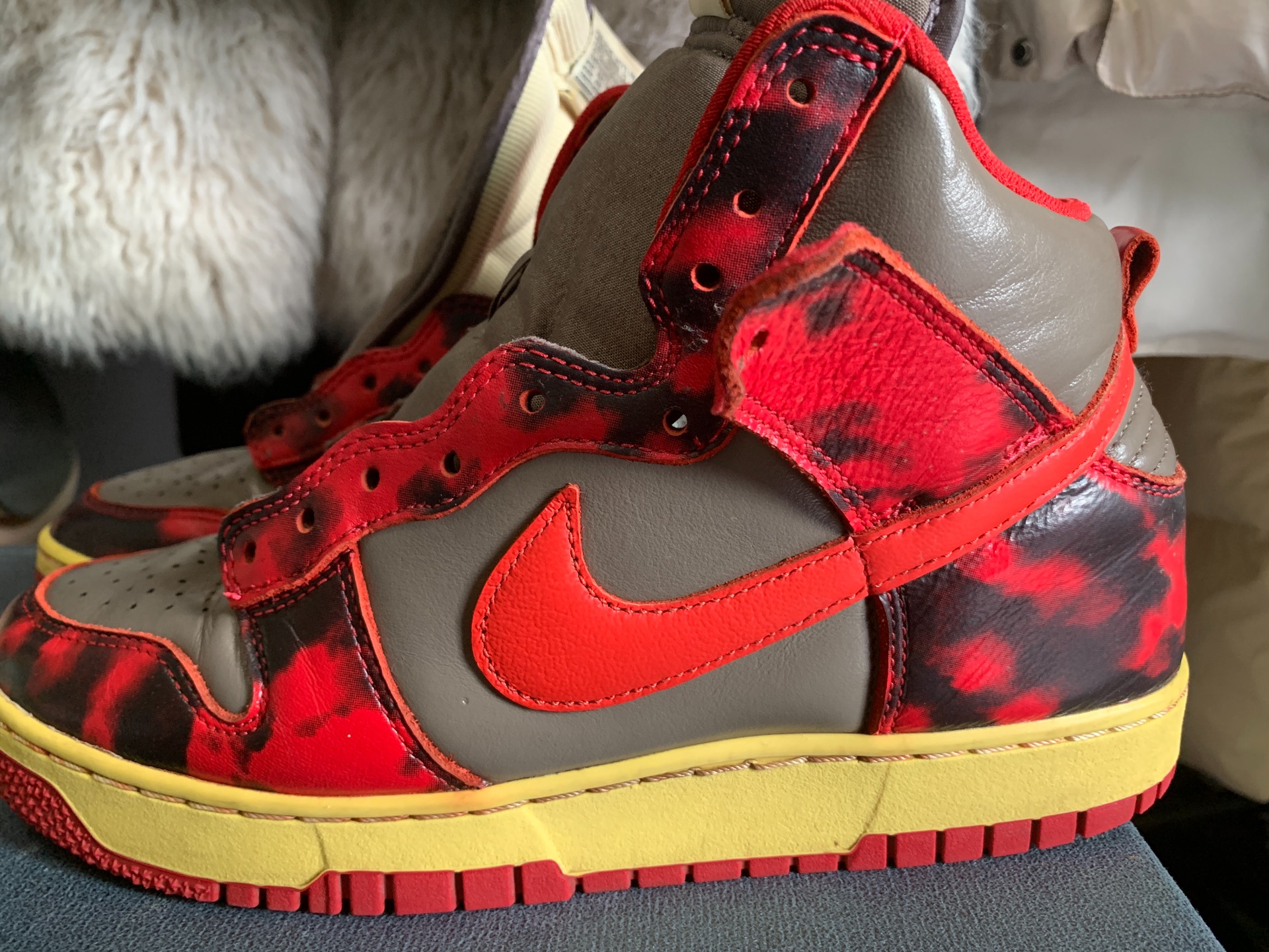 custom review-Nike Dunk High Топ Скейтборд Кроссовки Унисекс Серый Красный