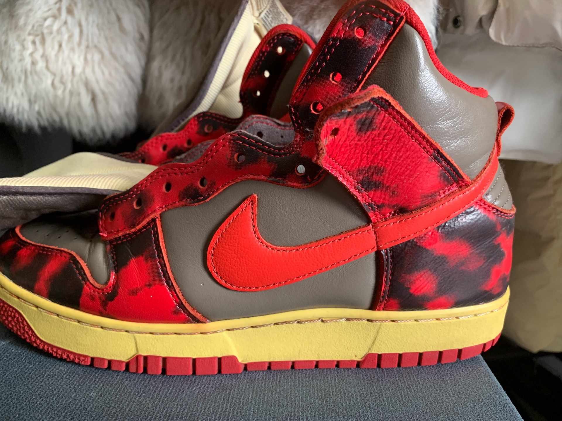 custom review-Nike Dunk High Топ Скейтборд Кроссовки Унисекс Серый Красный