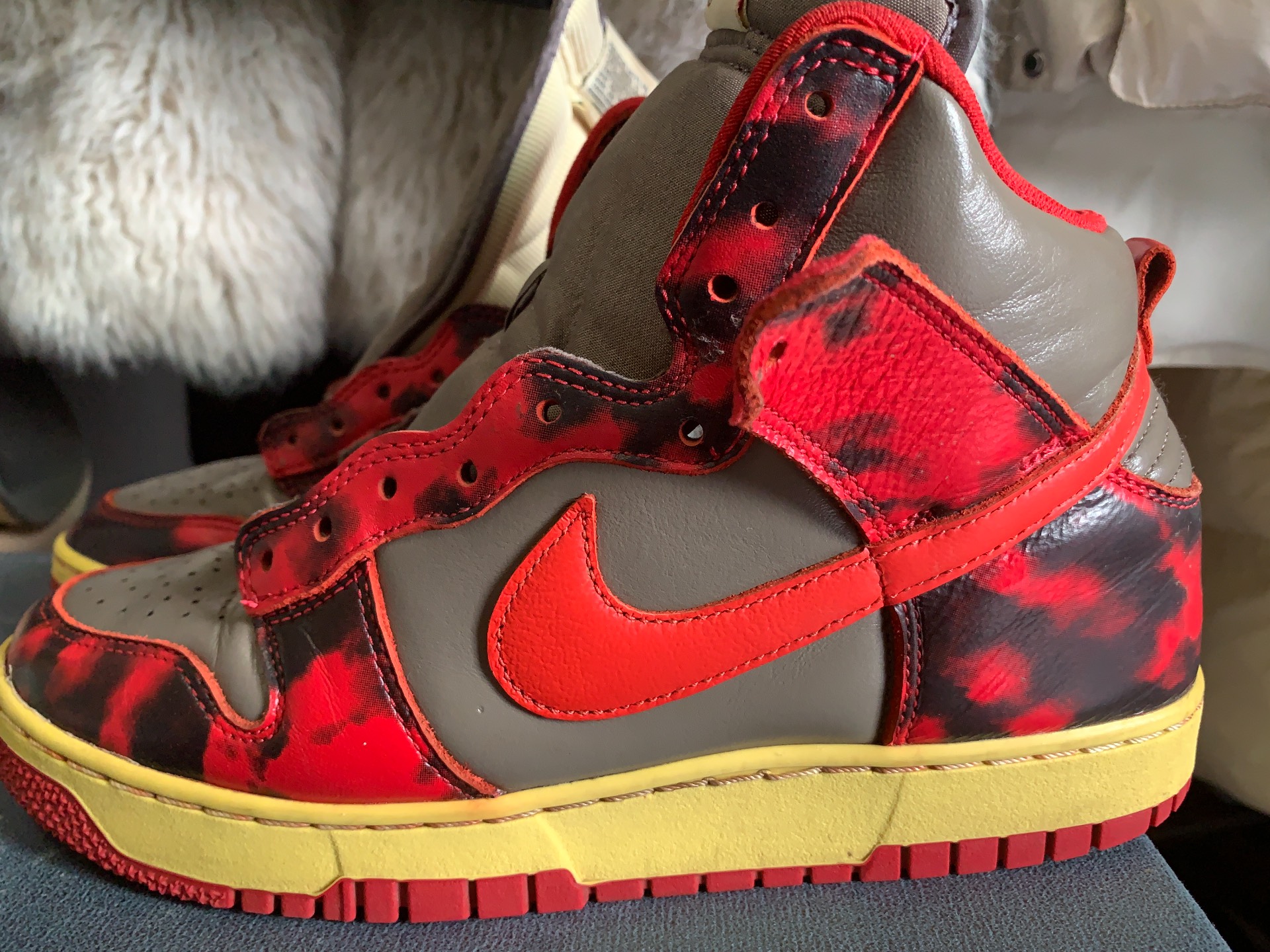 custom review-Nike Dunk High Топ Скейтборд Кроссовки Унисекс Серый Красный