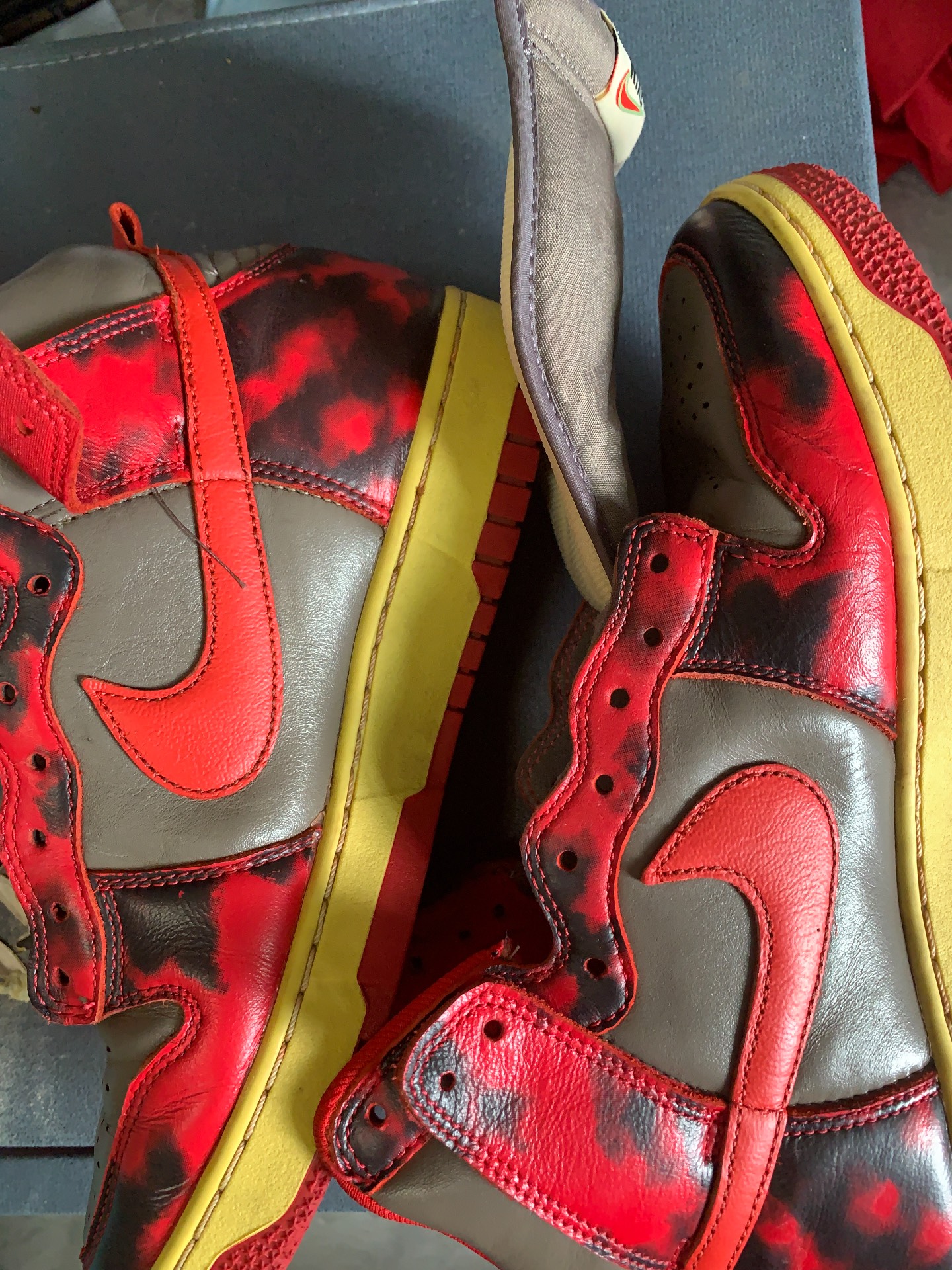 custom review-Nike Dunk High Топ Скейтборд Кроссовки Унисекс Серый Красный