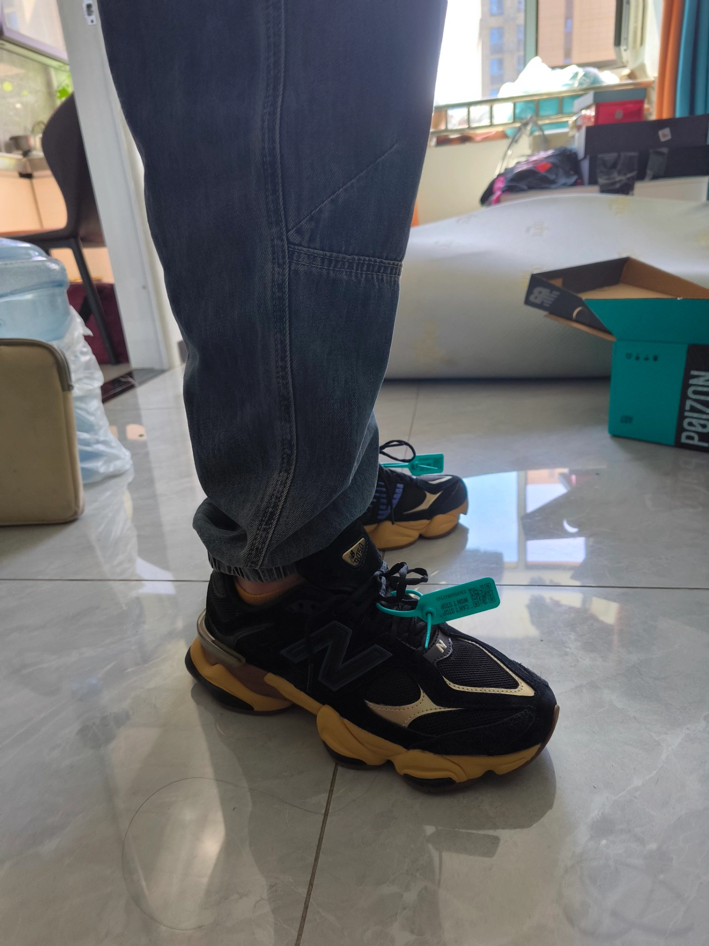 custom review-New Balance NB 9060 Амортизация Износостойкий Низкий Топ Casual Унисекс Черный Желтый