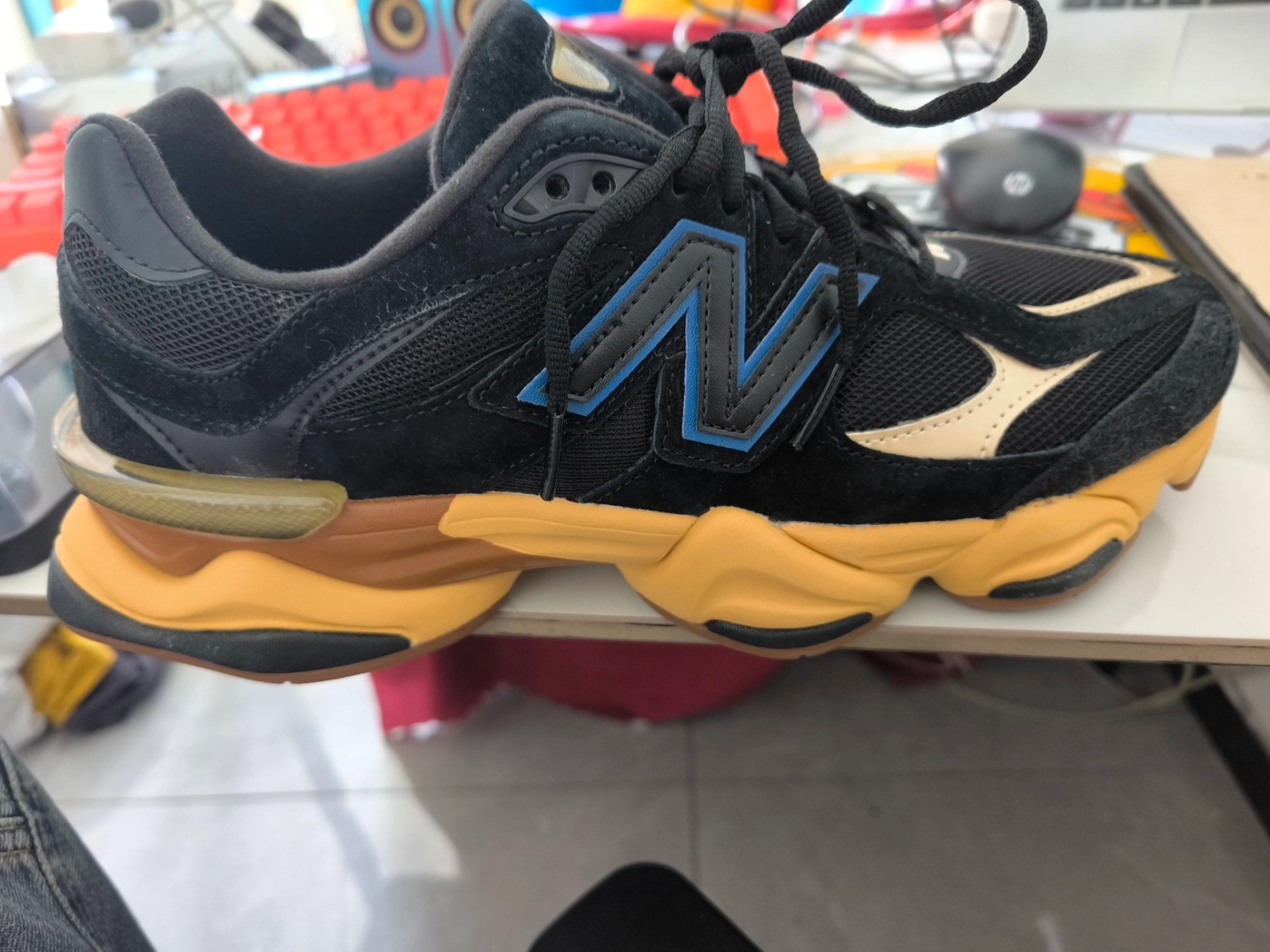 custom review-New Balance NB 9060 Амортизация Износостойкий Низкий Топ Casual Унисекс Черный Желтый