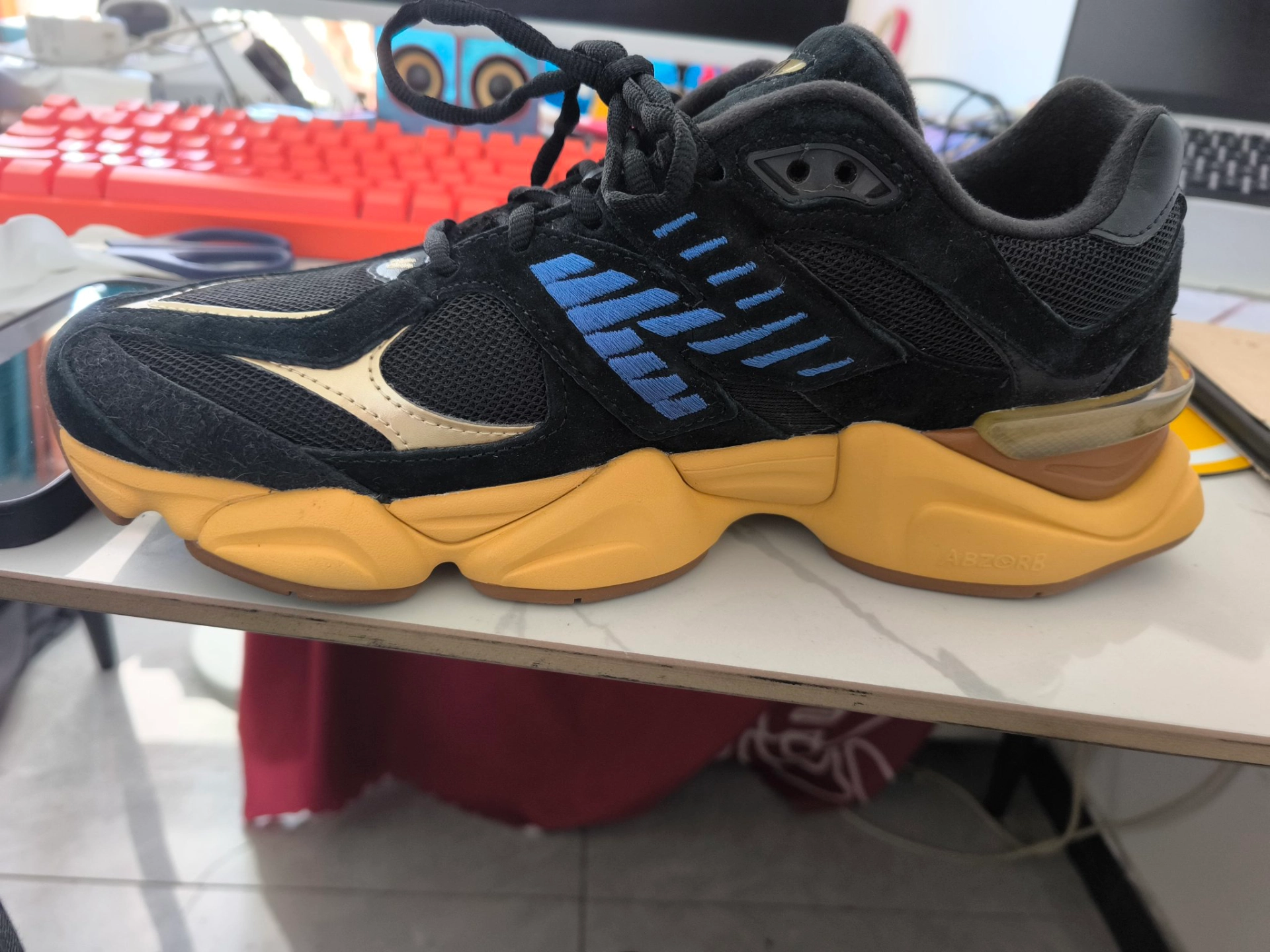 custom review-New Balance NB 9060 Амортизация Износостойкий Низкий Топ Casual Унисекс Черный Желтый