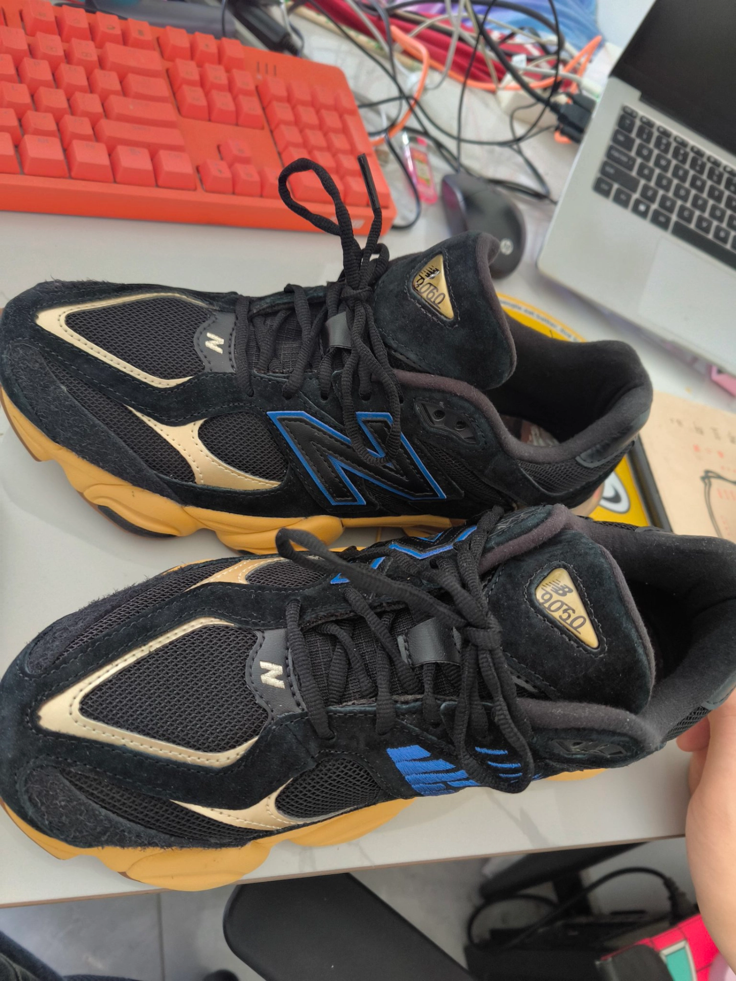 custom review-New Balance NB 9060 Амортизация Износостойкий Низкий Топ Casual Унисекс Черный Желтый