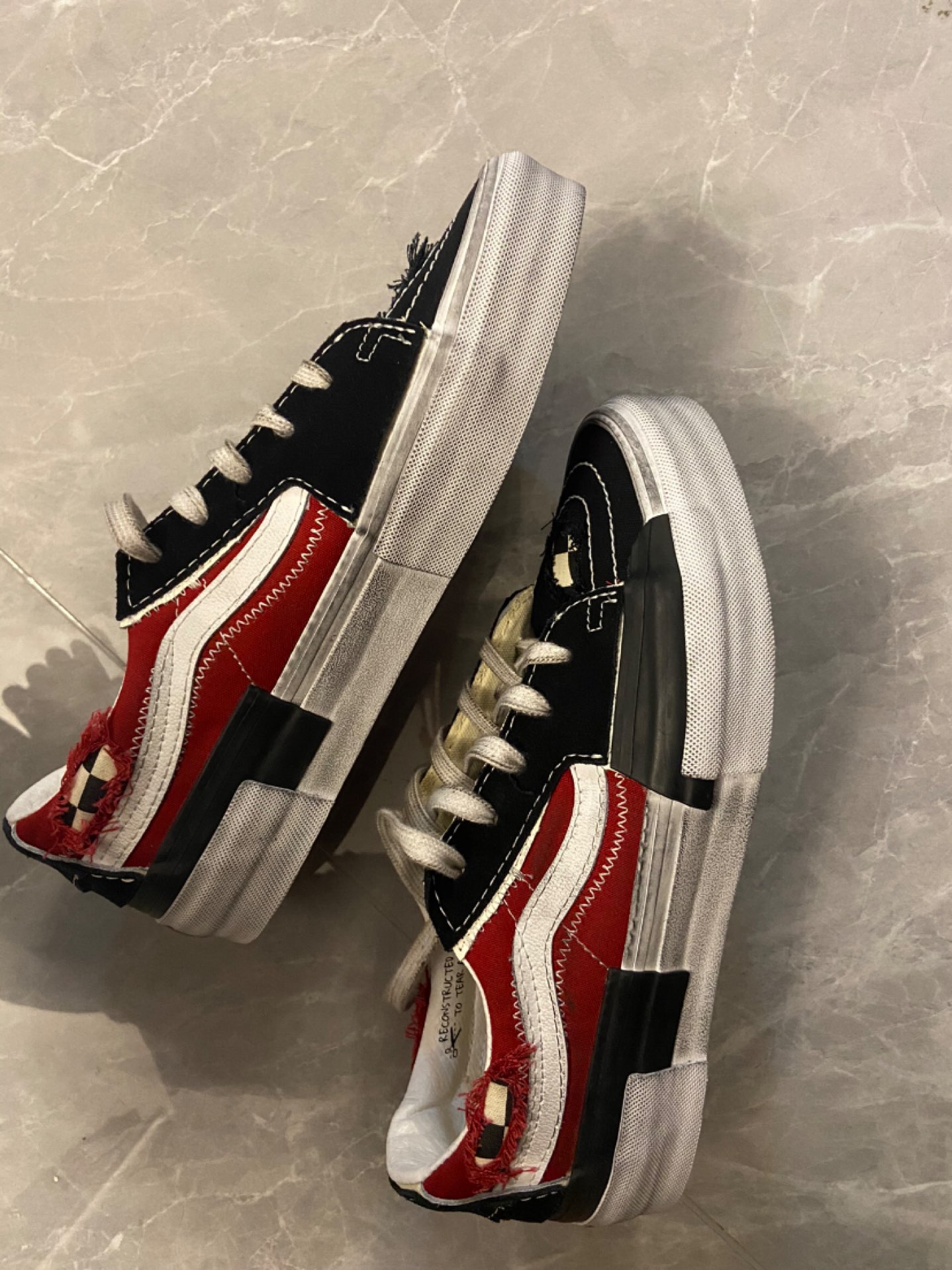 custom review-VANS SK8 LOW Reconstruct Low Топ Скейтборд Кроссовки Унисекс Черный Красный