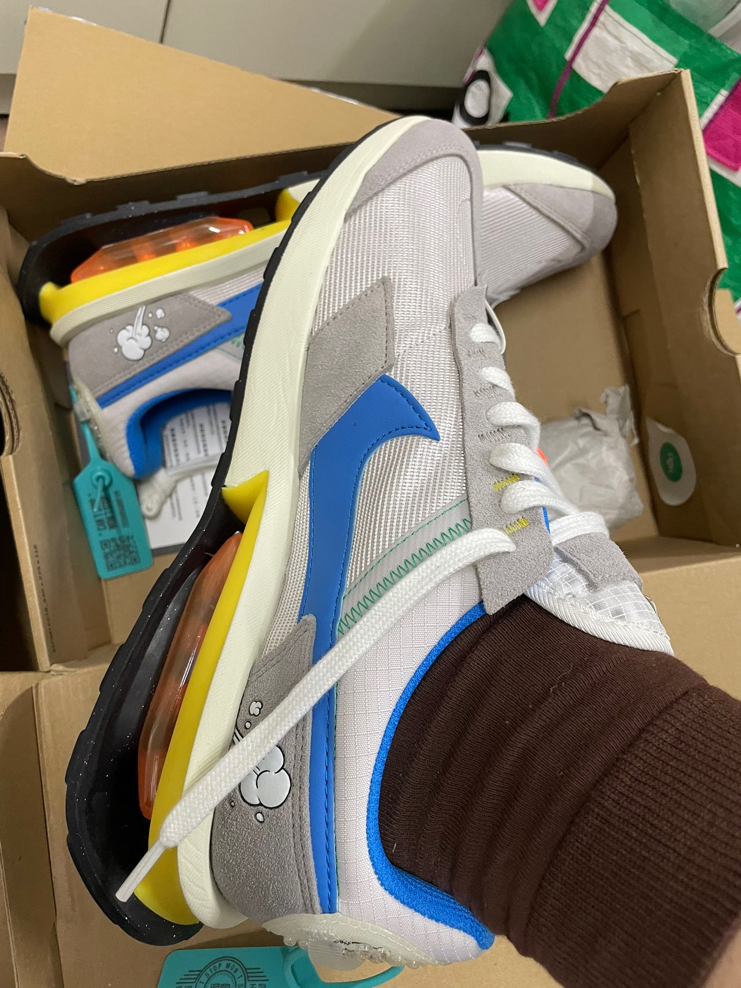 custom review-Nike Air Max Pre Day Устойчивый к истиранию Низкий Топ Повседневная обувь Унисекс Серый Синий