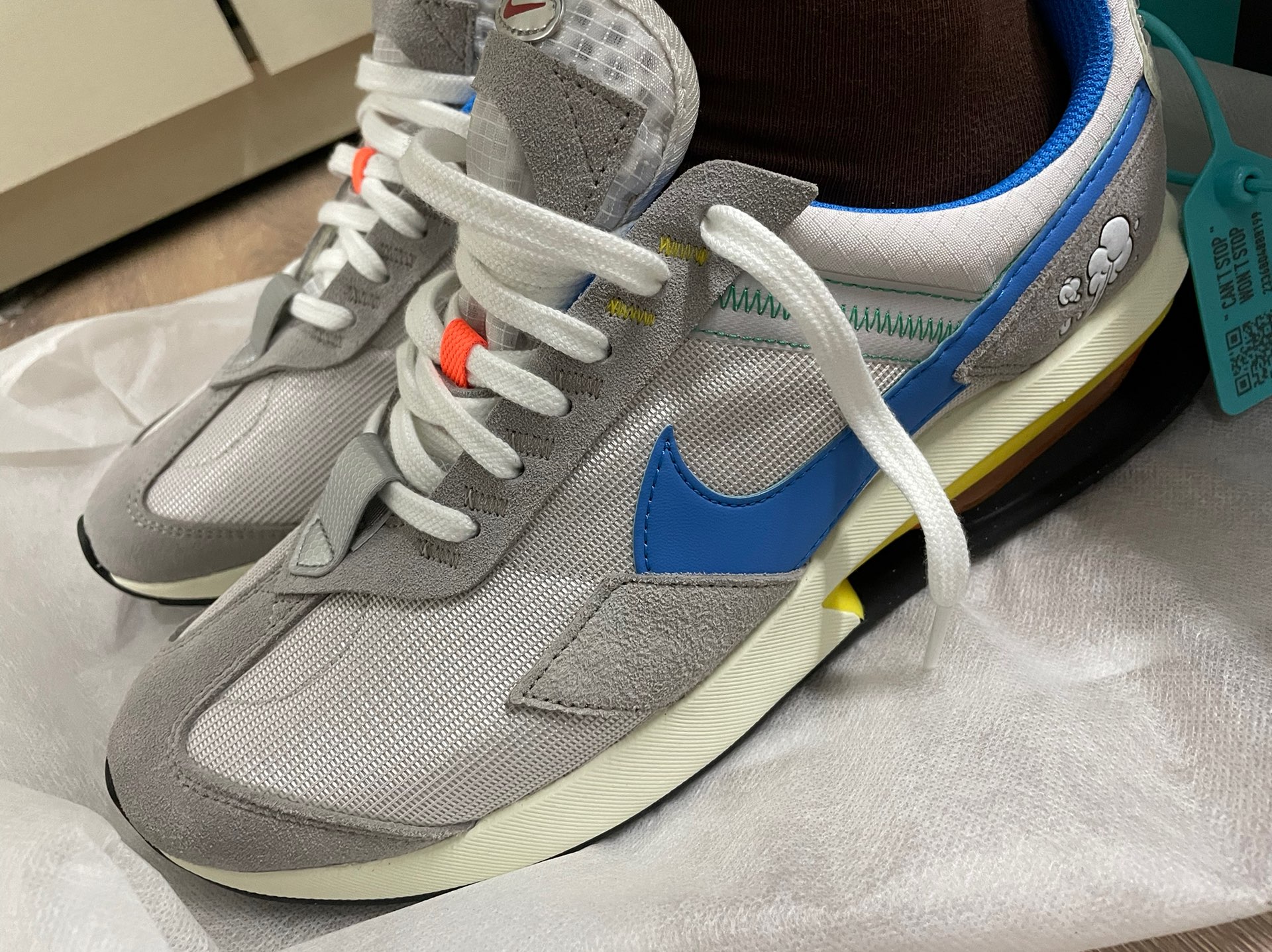 custom review-Nike Air Max Pre Day Устойчивый к истиранию Низкий Топ Повседневная обувь Унисекс Серый Синий