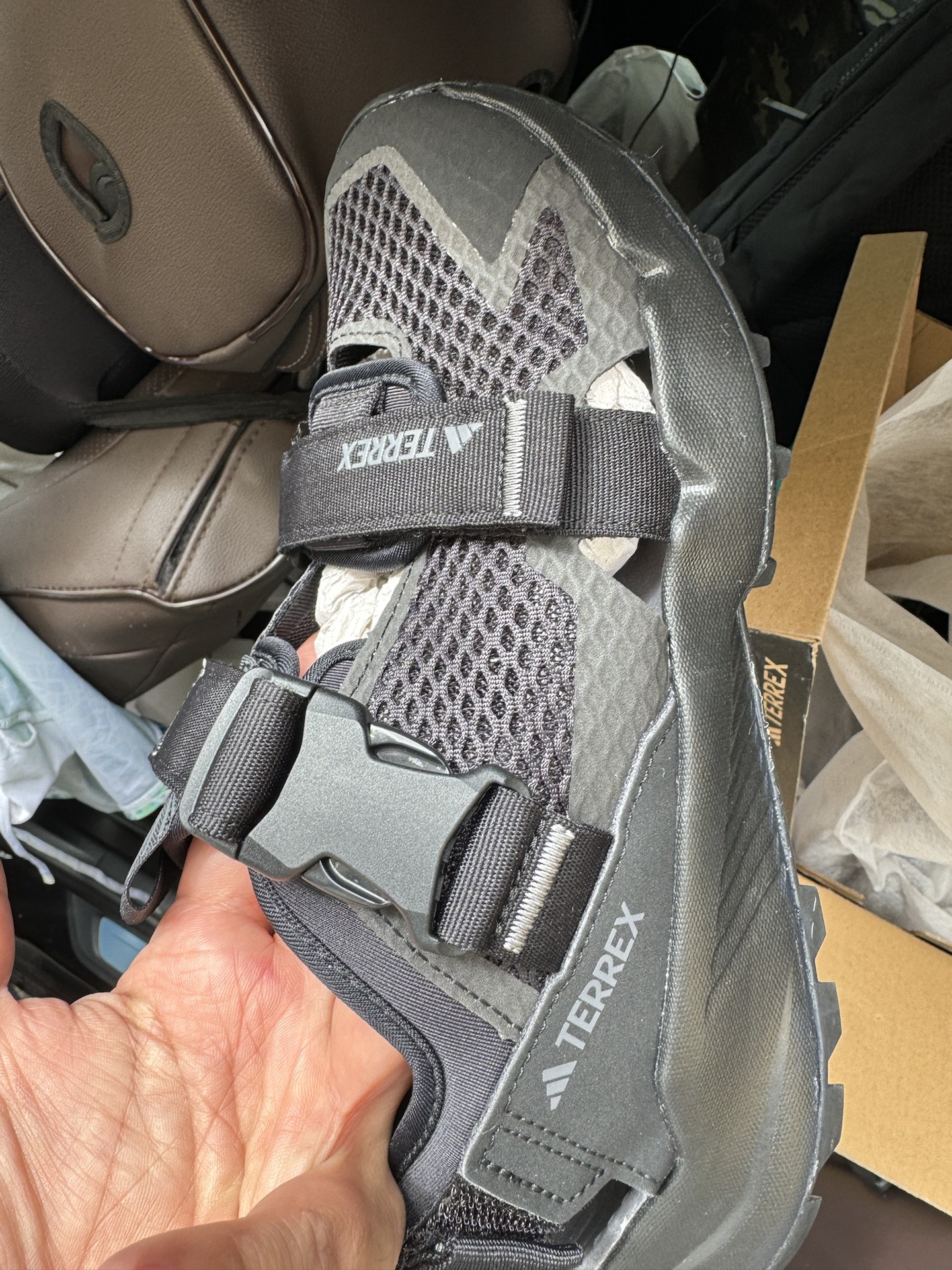 custom review-adidas Terrex Hydroterra Дышащий TRACTION Спортивные Сандалии Унисекс Черные