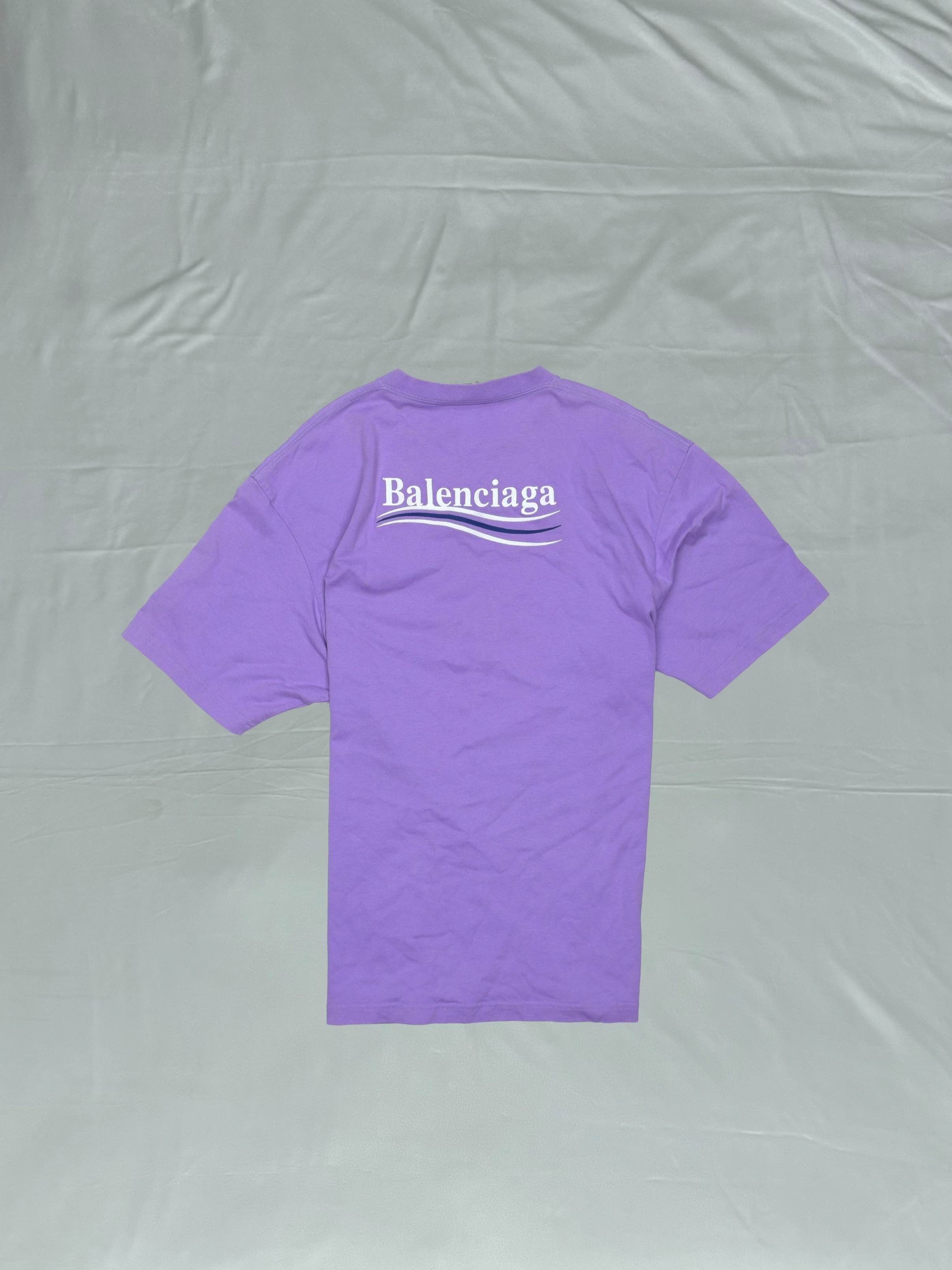 巴黎世家刺绣波浪可乐紫色短袖t恤