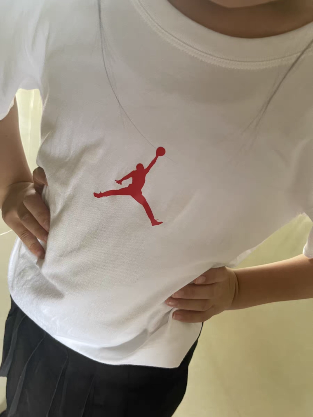 custom review-Джордан T Рубашка Азиатская Версия Мужская Белая Тренировочная Красная