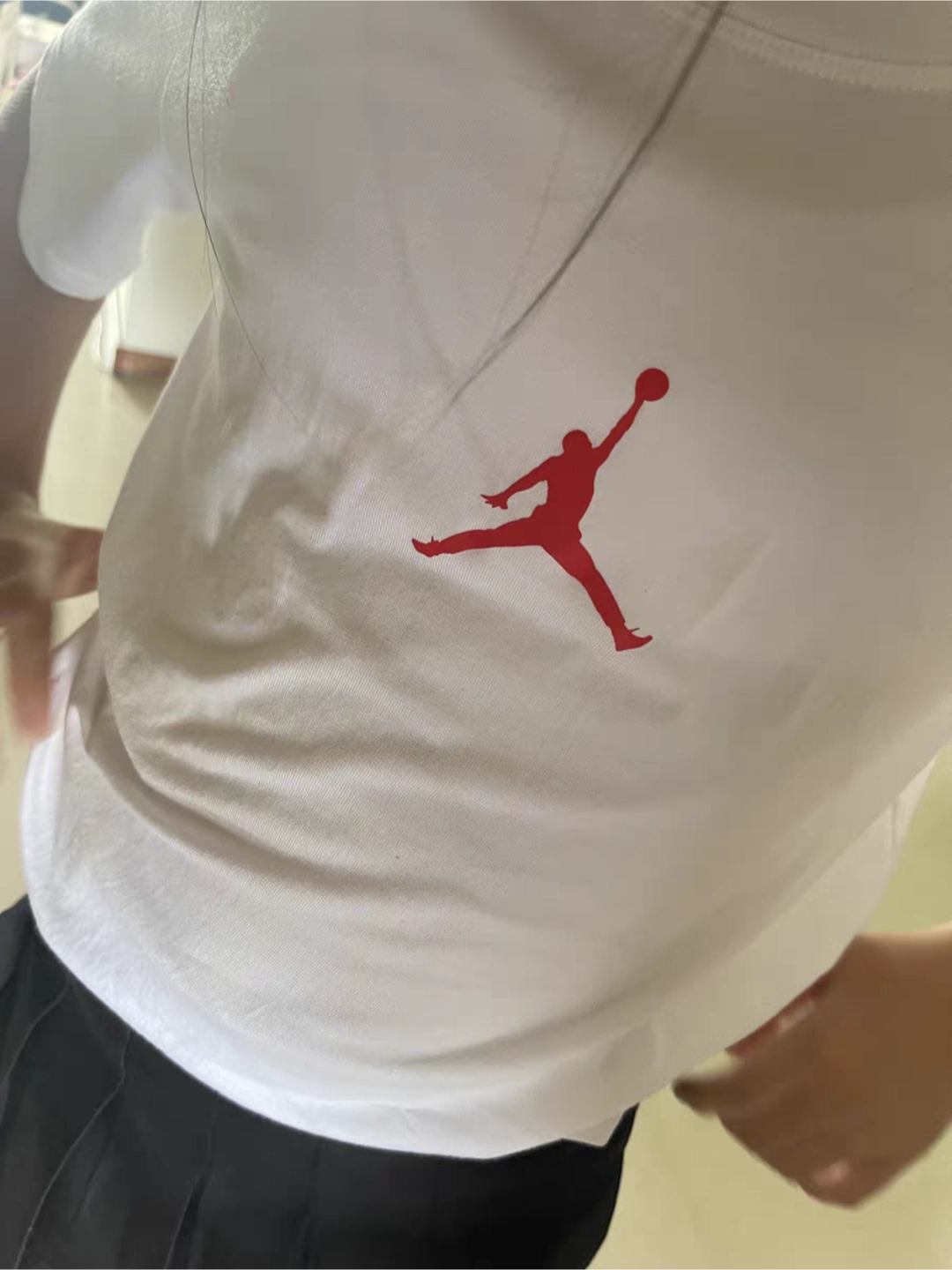 custom review-Джордан T Рубашка Азиатская Версия Мужская Белая Тренировочная Красная