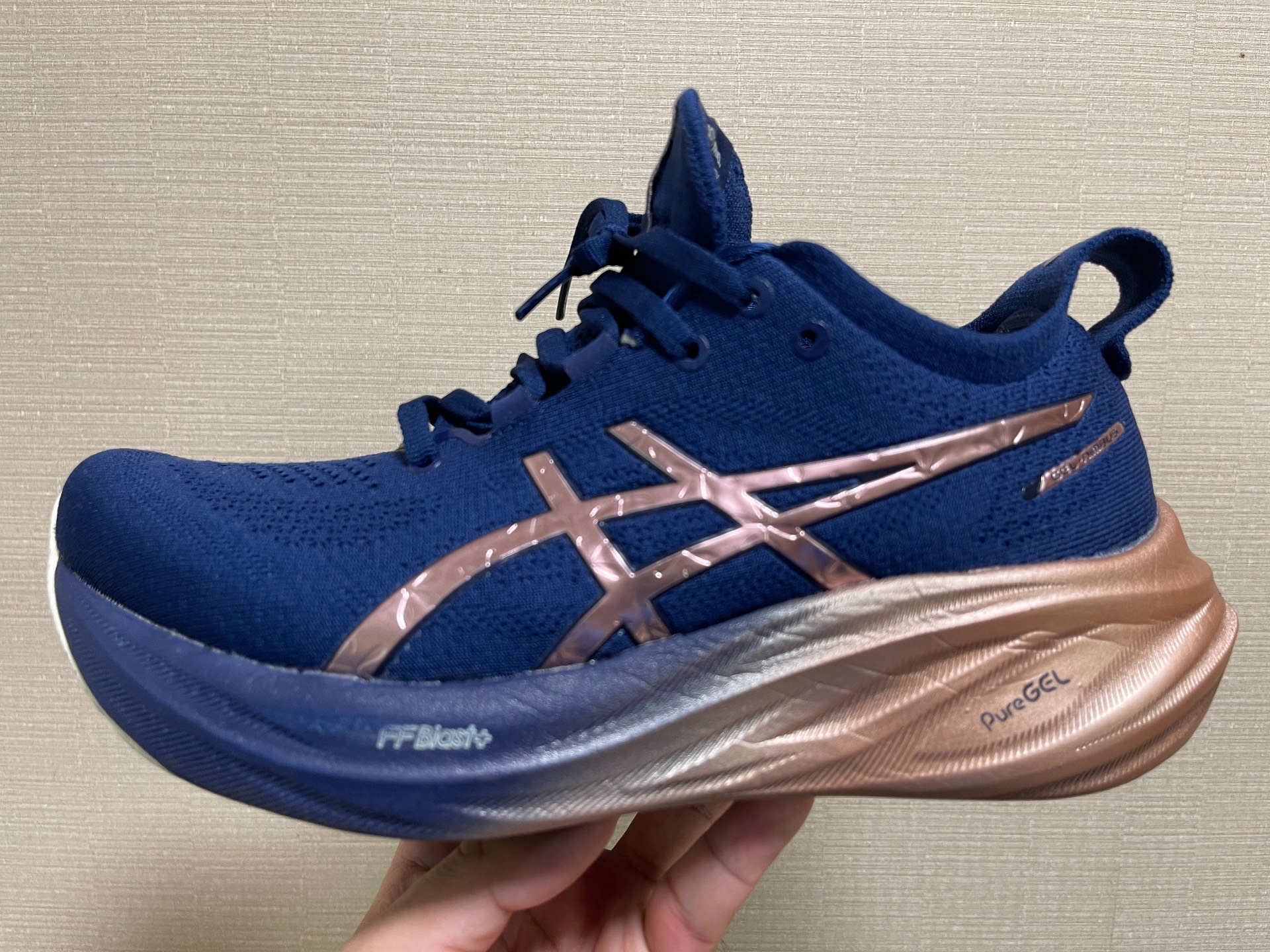 custom review-Asics Gel Nimbus 26 Сетка Устойчивая к истиранию Низкий Топ Беговые кроссовки Женские Синий Золото