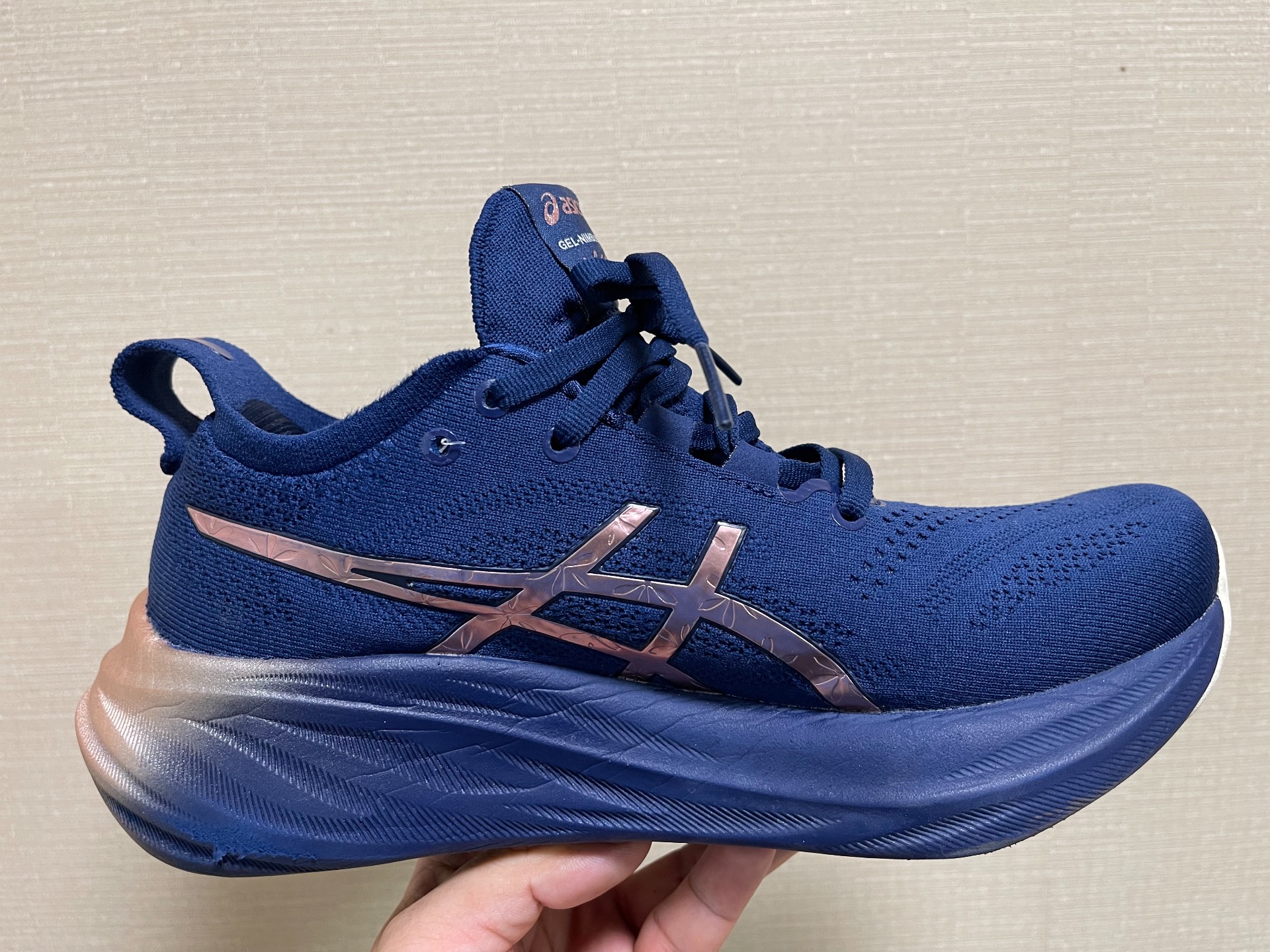 custom review-Asics Gel Nimbus 26 Сетка Устойчивая к истиранию Низкий Топ Беговые кроссовки Женские Синий Золото