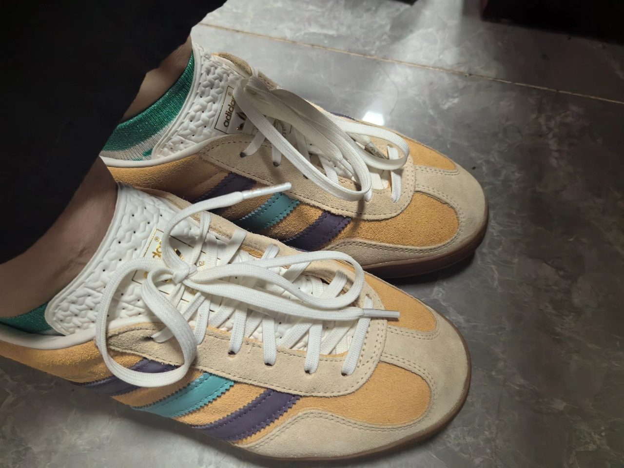 custom review-Adidas Originals Gazelle Аbrasion Resistant Баланс Низкие Кроссовки для скейтбординга Унисекс Желтый Rice Фиолетовый