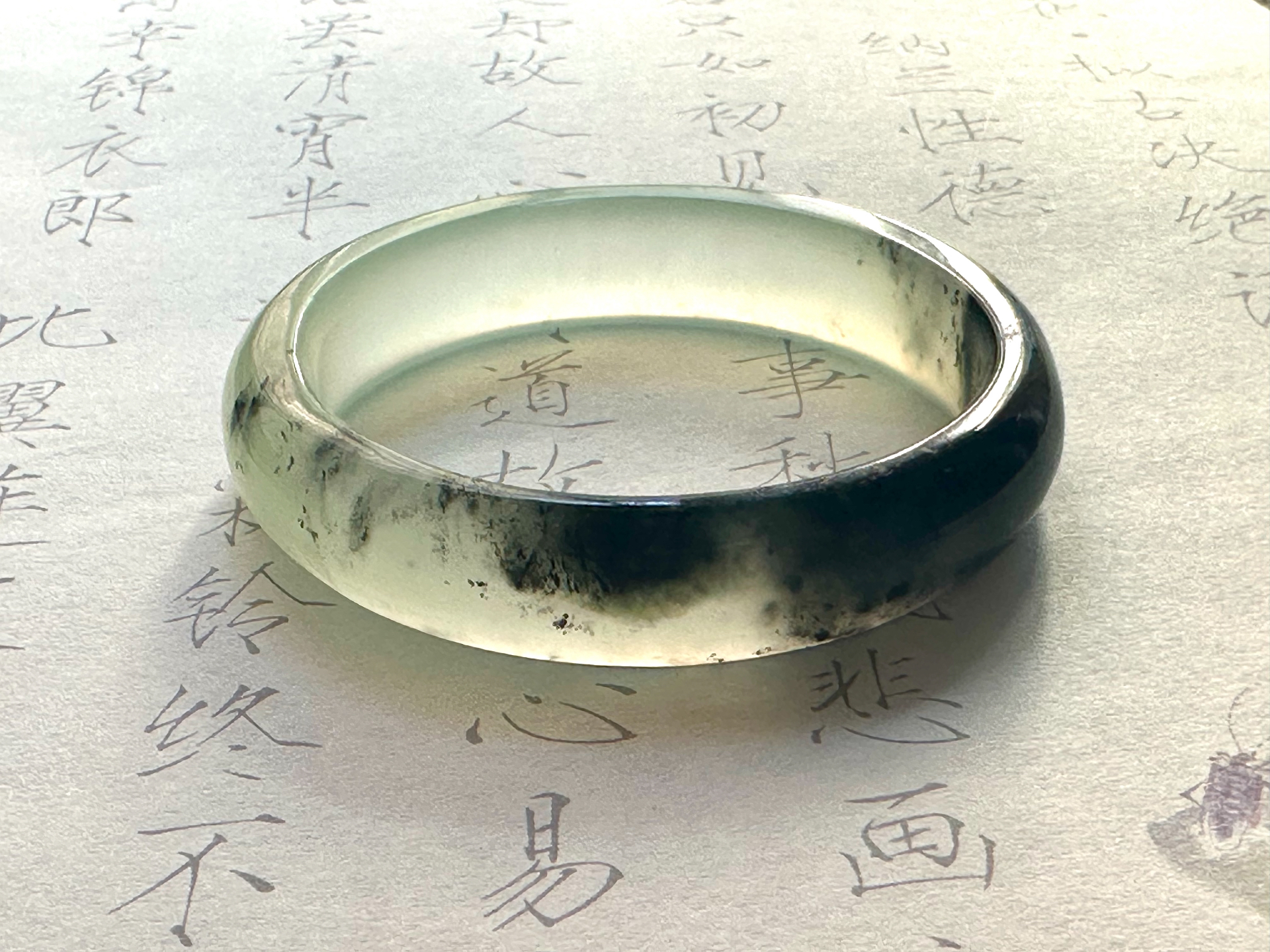 新中式水墨丹青 半墨半白月光系清冷感 礼盒包装 岫玉