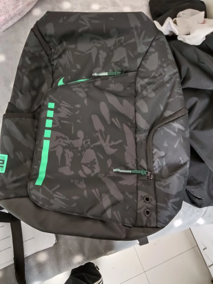 custom review-Nike Ткань Рюкзак Унисекс Черный Угольно-черный Стадионно-зеленый