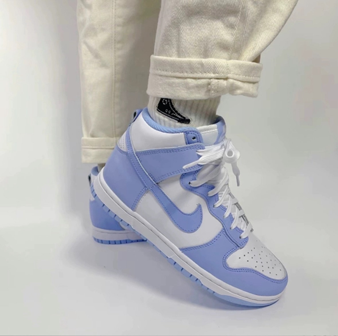 custom review-Nike Dunk High 'Алюминия' Высокие Кроссовки для скейтбординга Женские Небесно-голубой