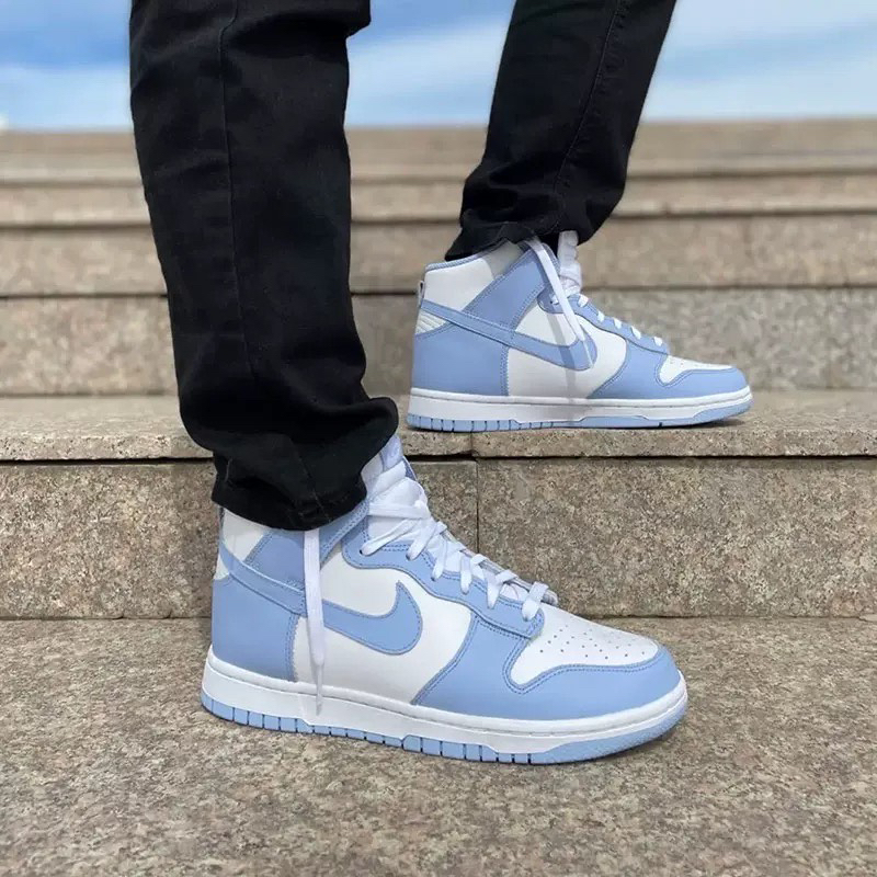 custom review-Nike Dunk High 'Алюминия' Высокие Кроссовки для скейтбординга Женские Небесно-голубой
