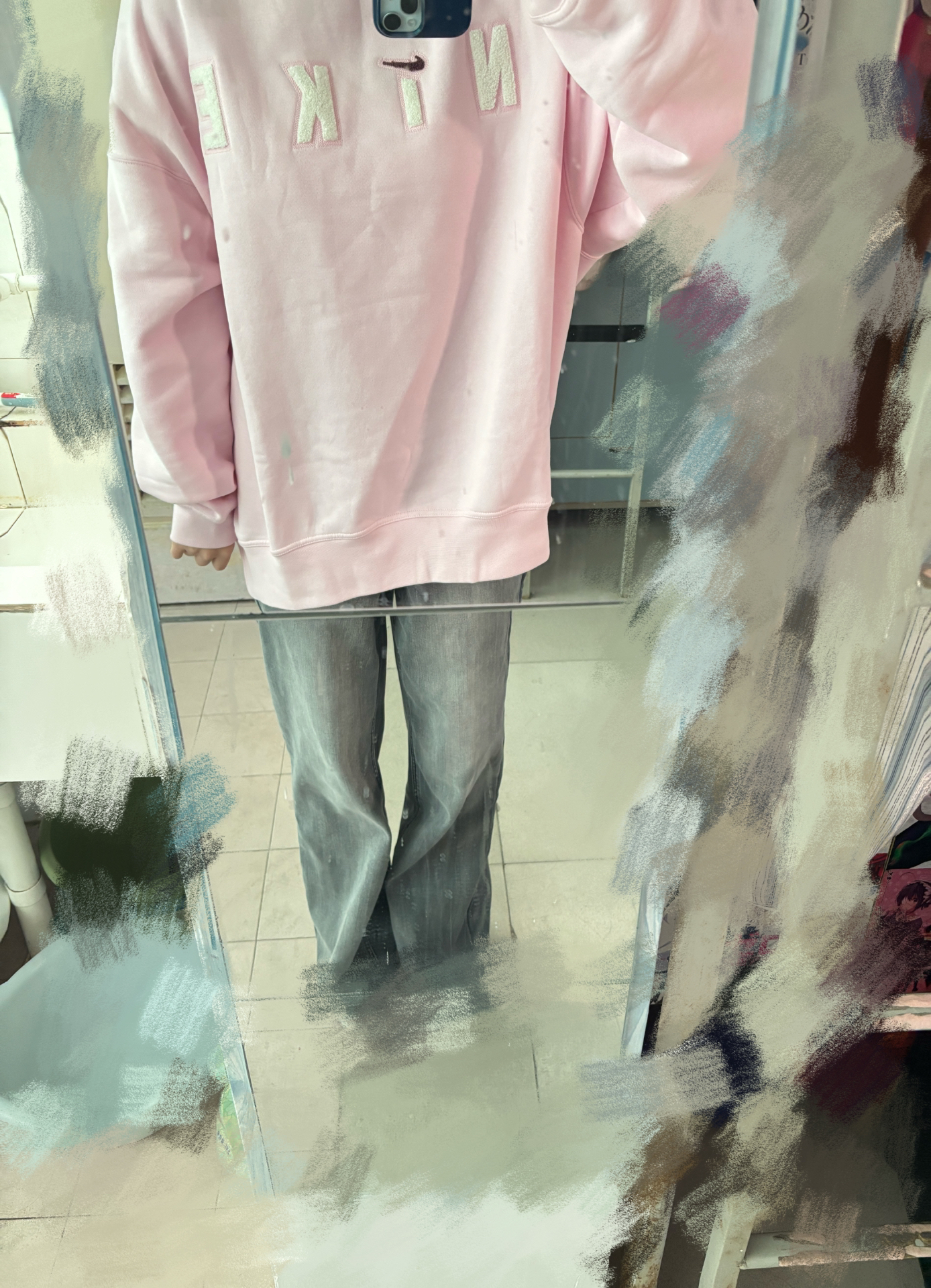 custom review-nike AS W NSW Cozy FLC OS CRW Толстовка Женская Розовая