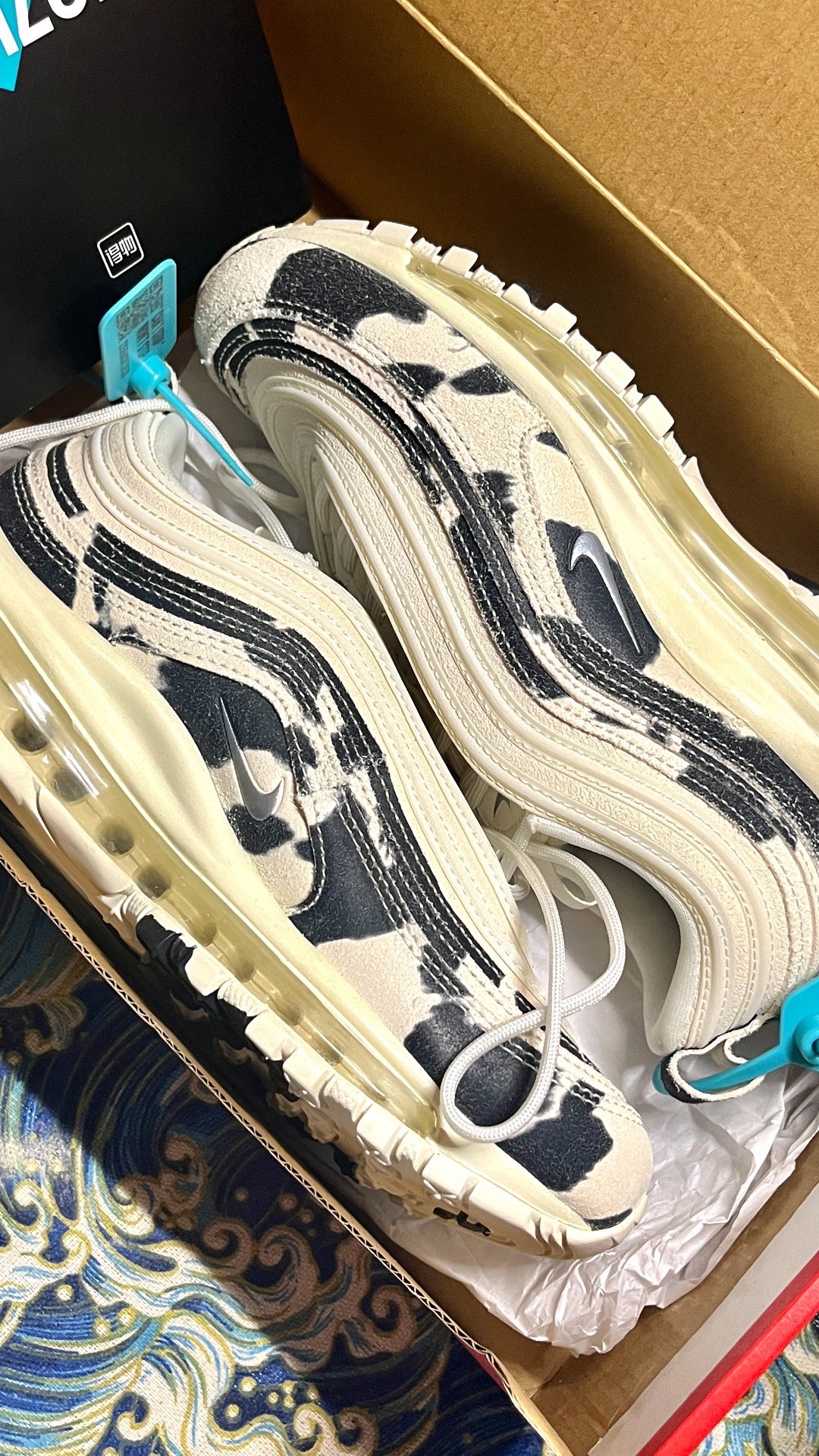 custom review-Nike Air Max 97 'Корова Принт' Низкий Топ Casual Женские Белый Черный