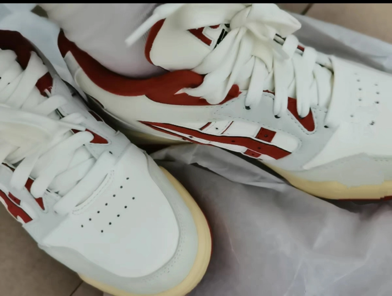 custom review-Asics Гель Fuse Low Топ Винтажные Баскетбольные Кроссовки Унисекс Белый Красный