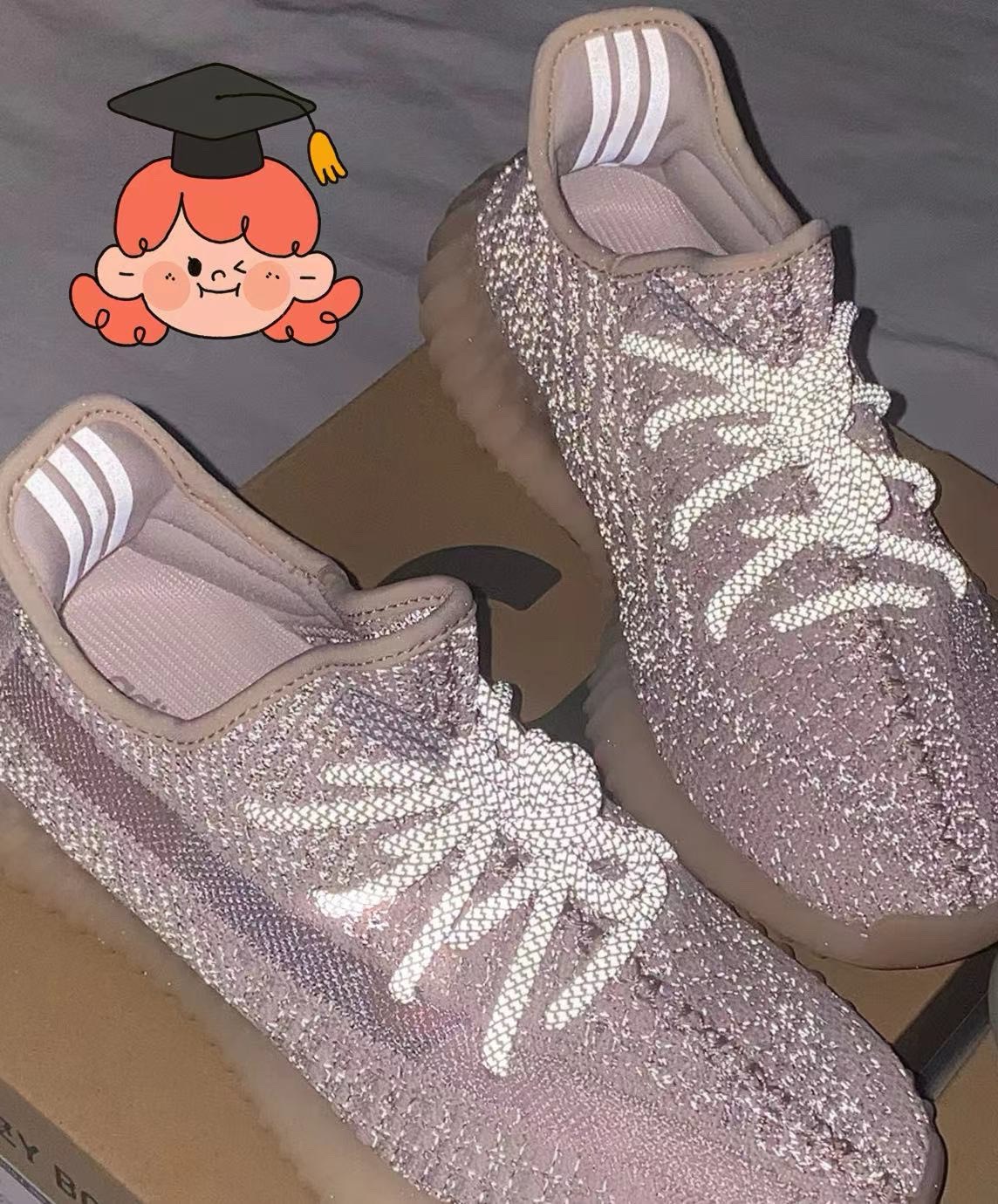 神仙颜值 yeezy 350淡粉满天星