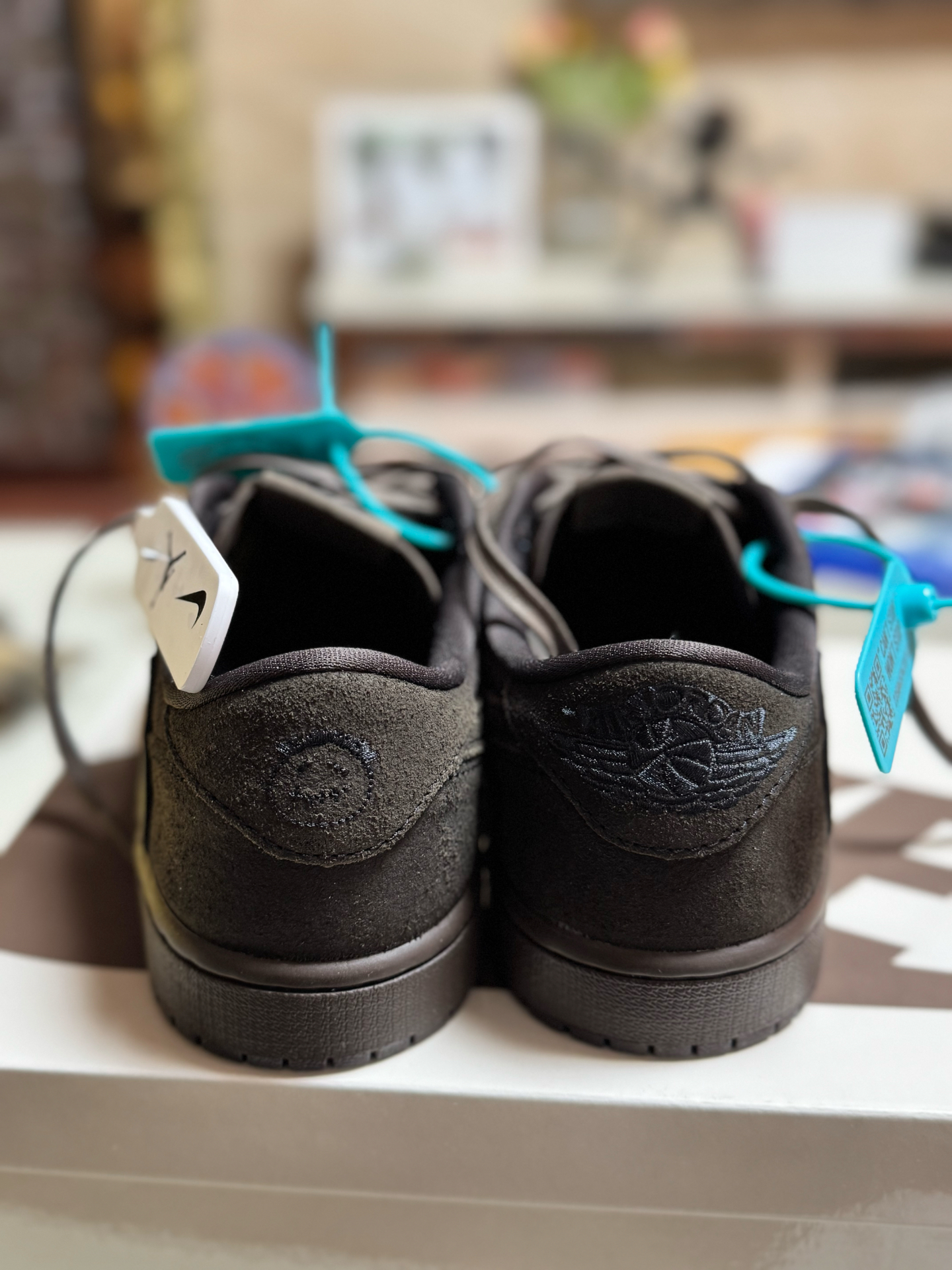 custom review-Travis Scott x Jordan Air Jordan 1 Износостойкий Дышащий Низкий Топ Винтажные Баскетбольные Кроссовки Унисекс Черный Коричневый