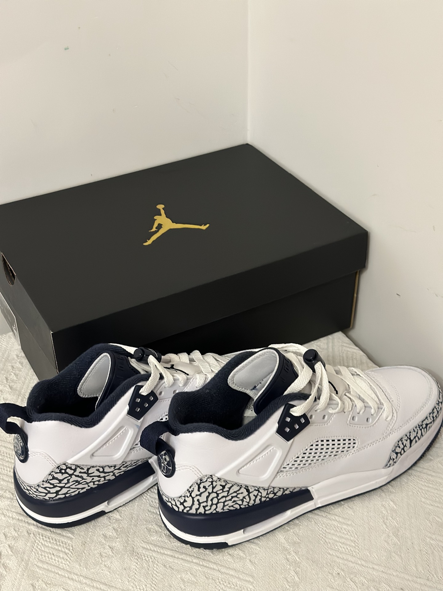 custom review-Джордан Spizike Slip-Resistant Shock Absorbers Низкий Топ Детские Баскетбольные Кроссовки Синий Белый